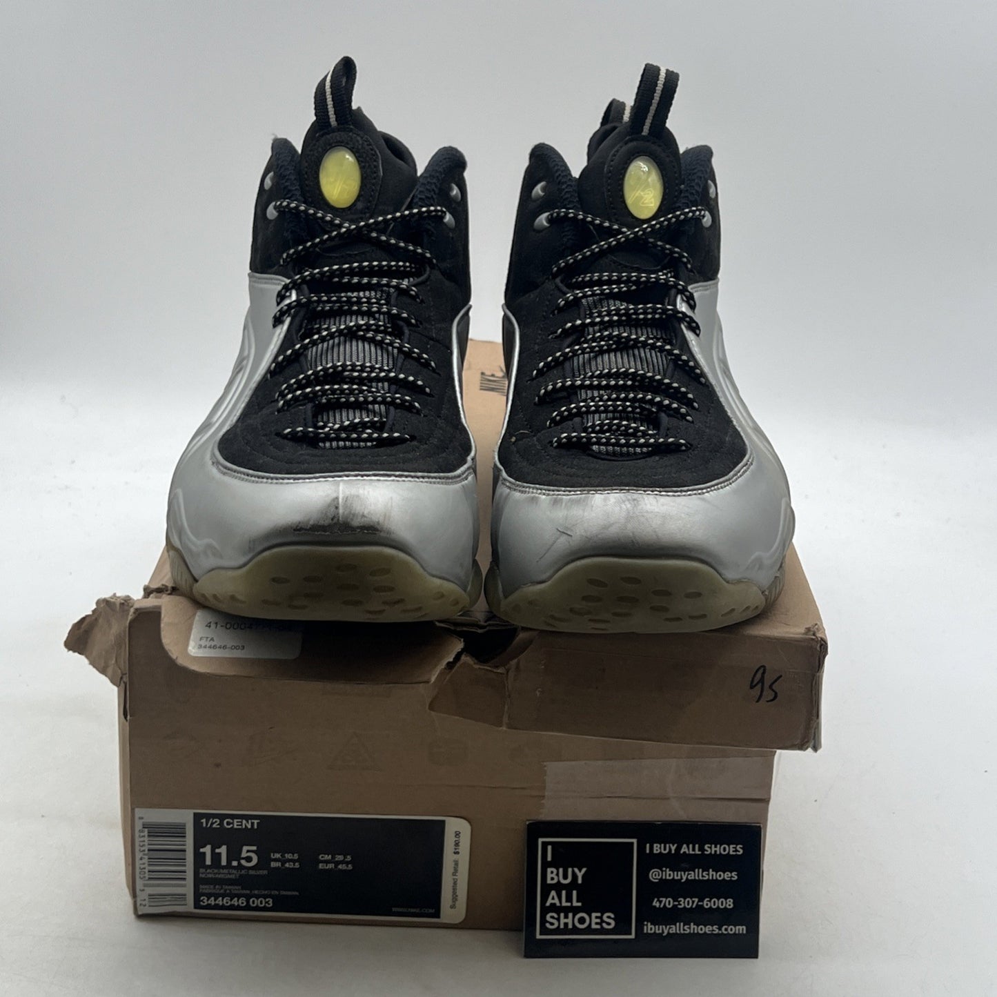 Size 11.5 - Nike 1/2 Cent Black Silver (344646-003)