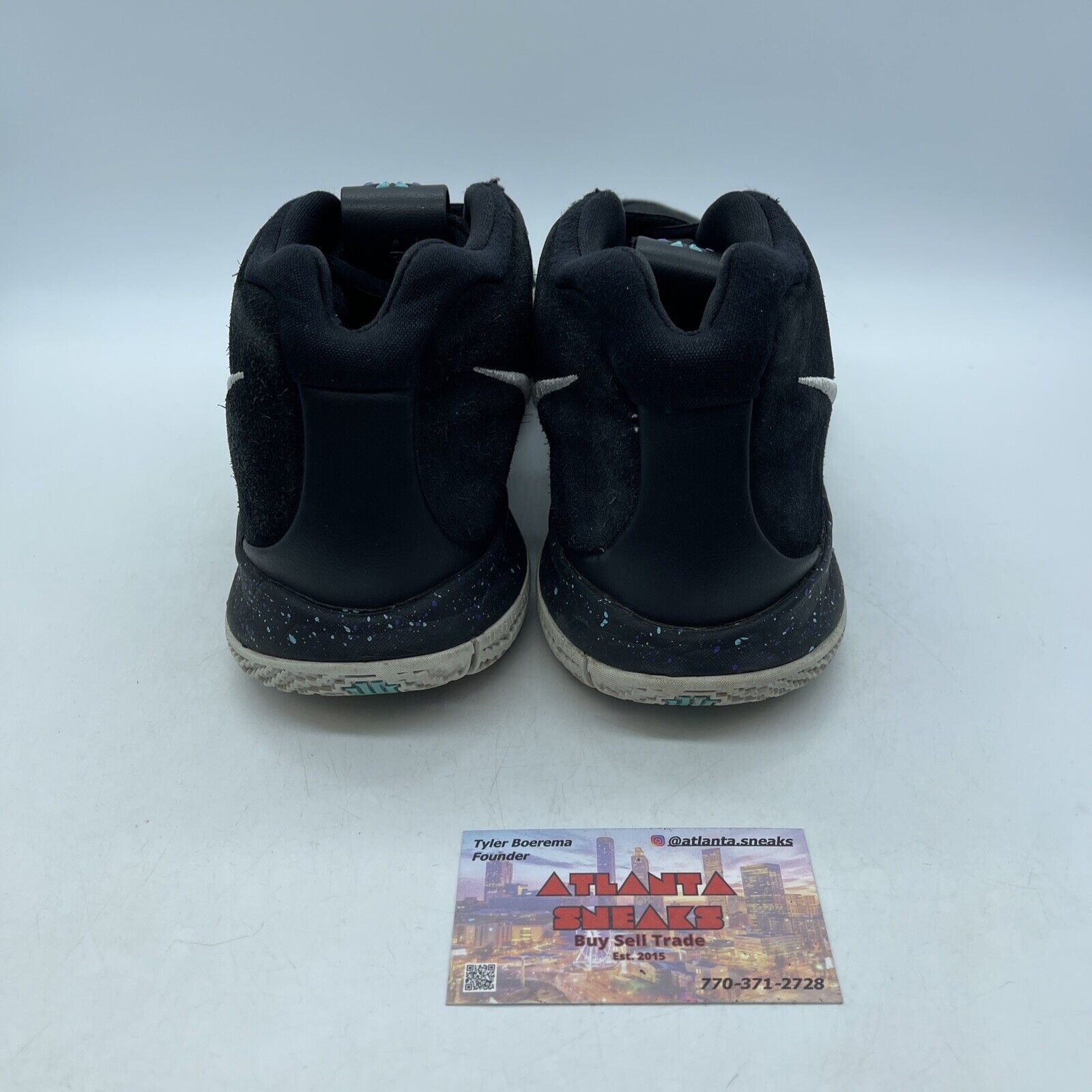 Size 8.5 - Nike Kyrie 4 Black White Blue Purple Suede Leather (943806-002)