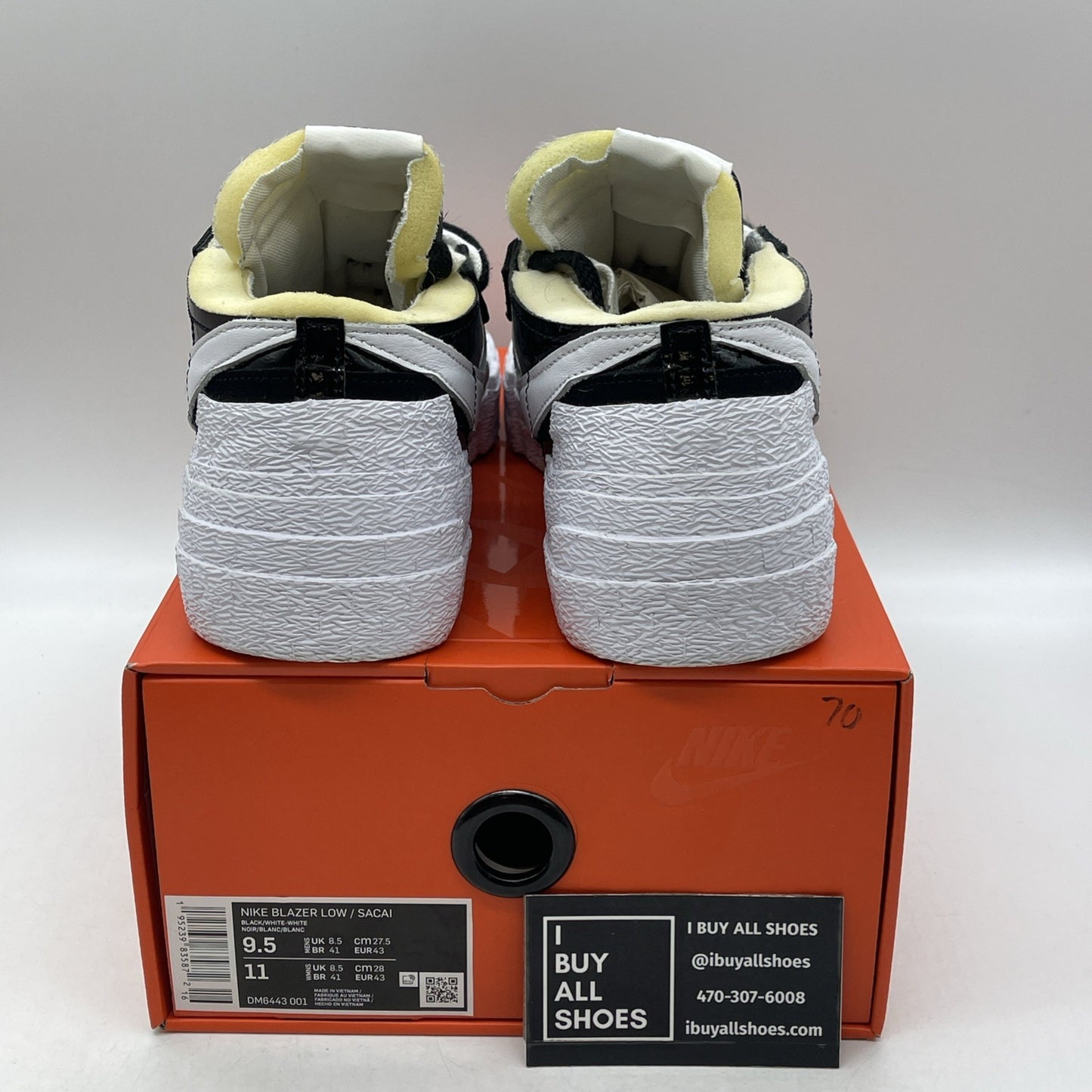 Size 9.5 - Nike sacai x Blazer Low Black Patent (DM6443-001)