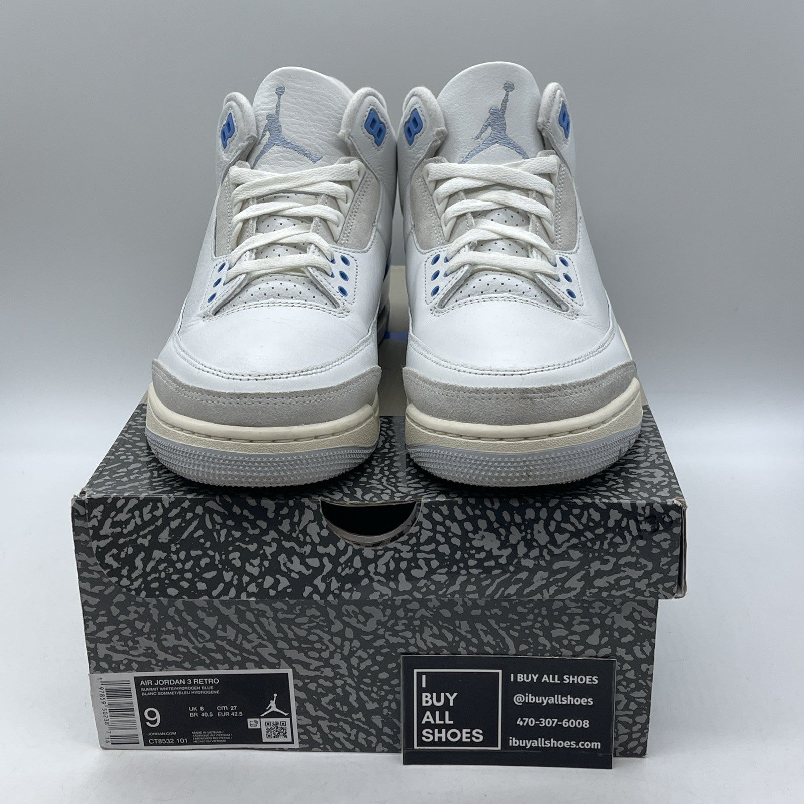 Size 9 - Air Jordan 3 Retro Lucky Shorts Blue Grey Suede Leather (CT8532-101)