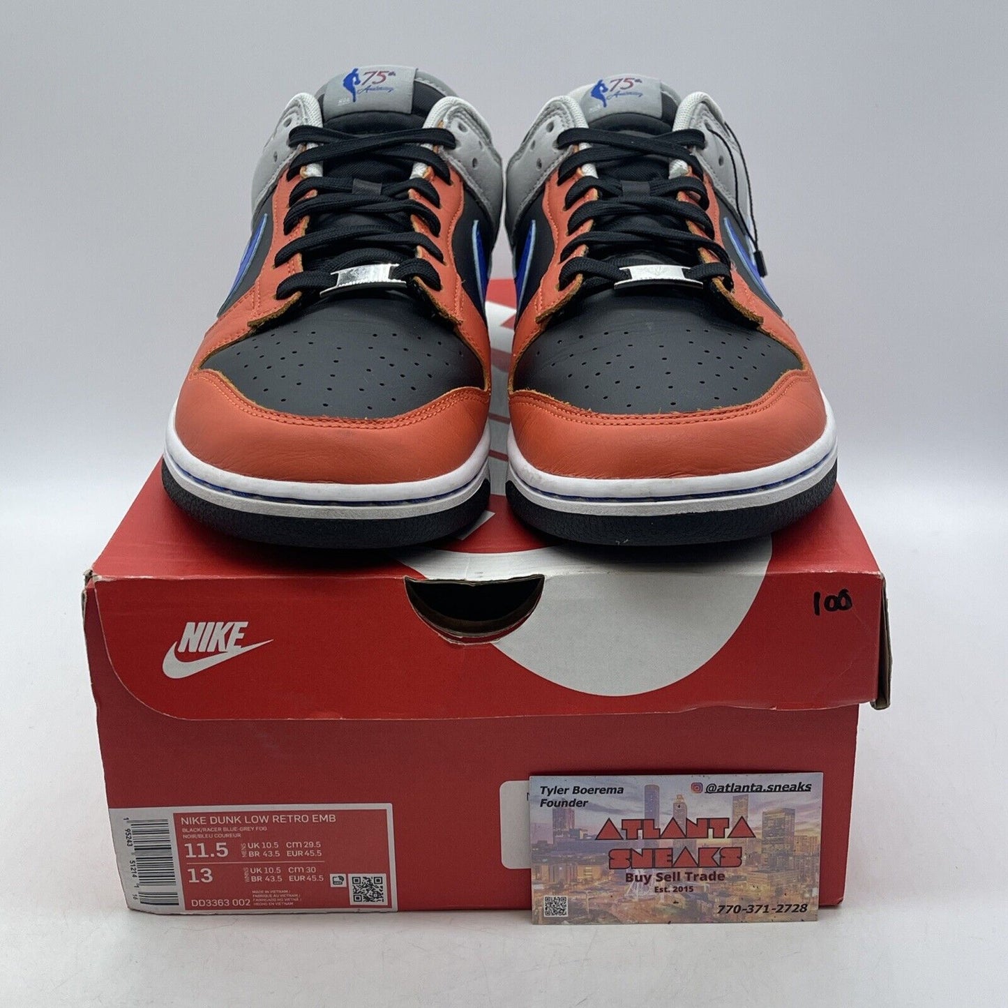 Size 11.5 - Nike NBA x Dunk EMB Low 75th Anniversary Knicks (DD3363-002)