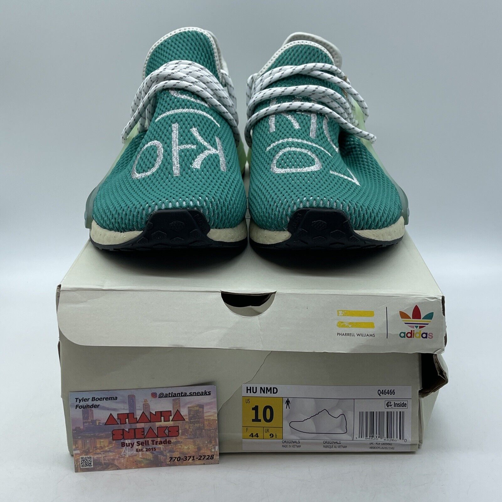 Size 10 - adidas Pharrell x NMD Human Race Dash Green white Black (Q46466)