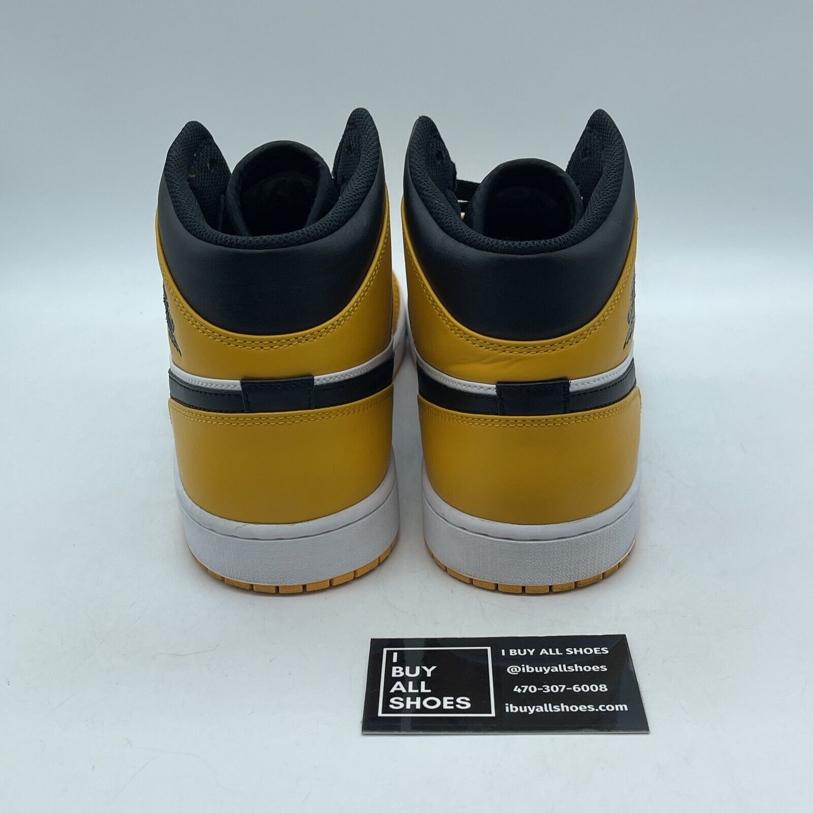 Size 12 - Jordan 1 Mid Taxi 2022 Black Yellow White Leather (554724-701)
