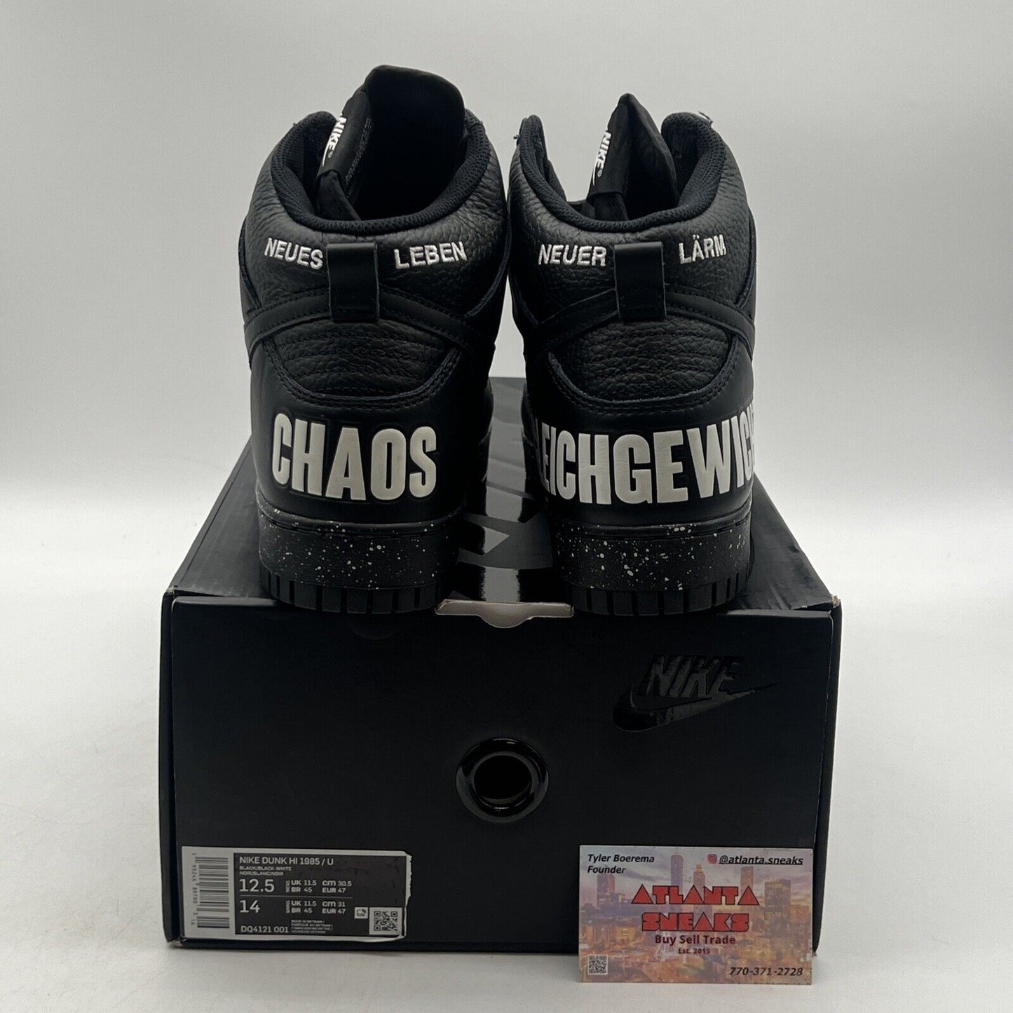 Size 12.5 - Nike Undercover x Dunk 1985 High Chaos - Black White (DQ4121-001)