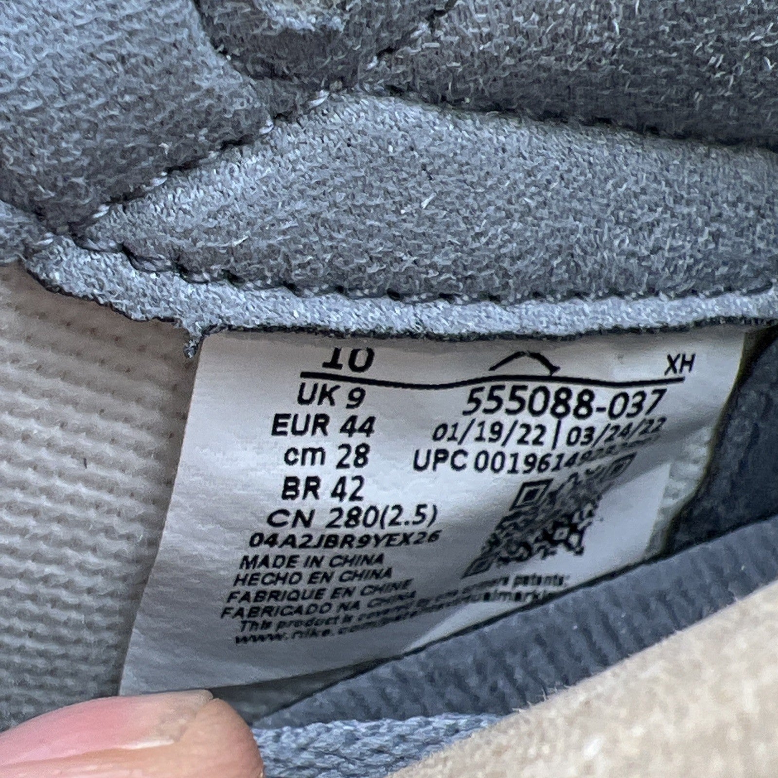 Size 10 - Air Jordan 1 Retro High OG Stealth (555088-037)