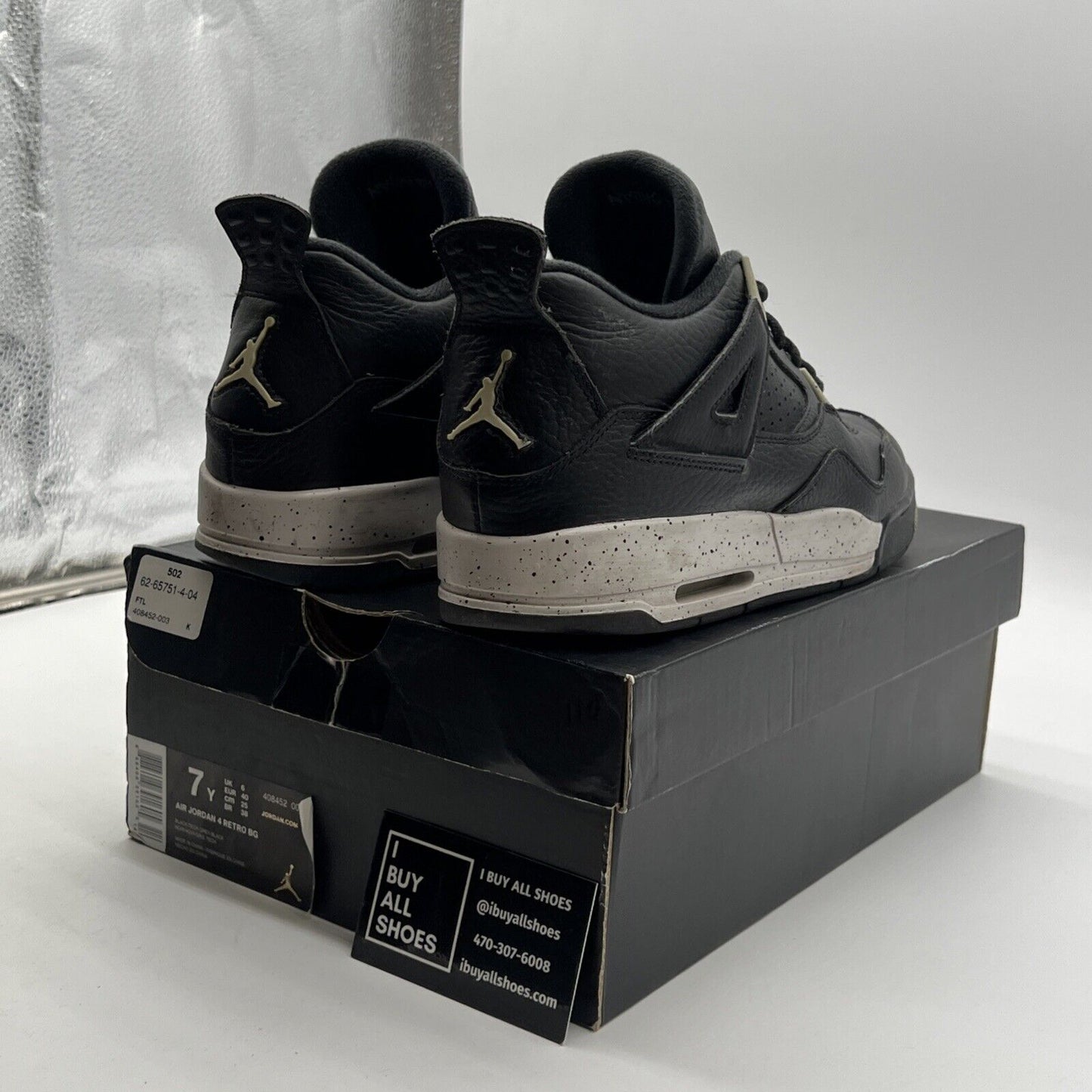 Size 7 - Air Jordan 4 Retro LS oreo 2015 (408452-003)
