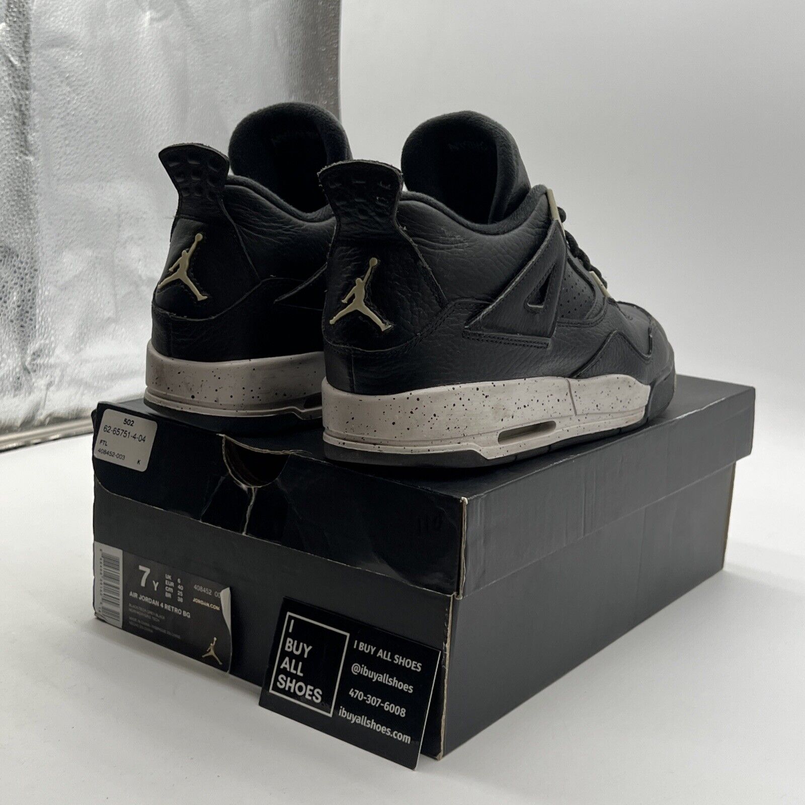 Size 7 - Air Jordan 4 Retro LS oreo 2015 (408452-003)