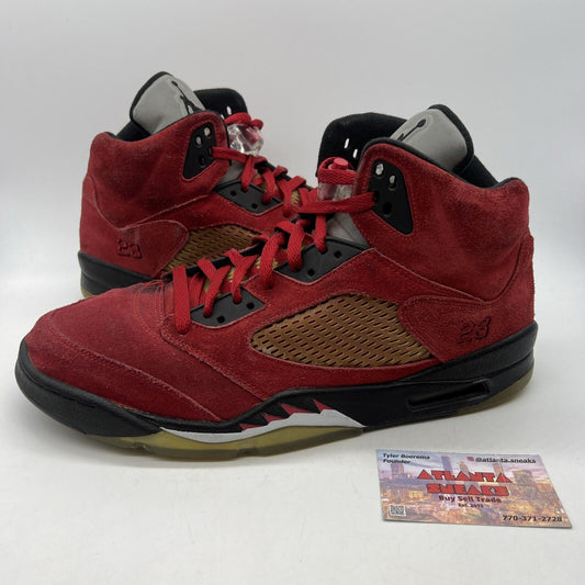 Size 13 - Air Jordan 5 Retro Raging Bull Red Suede Black White Suede 136027-601