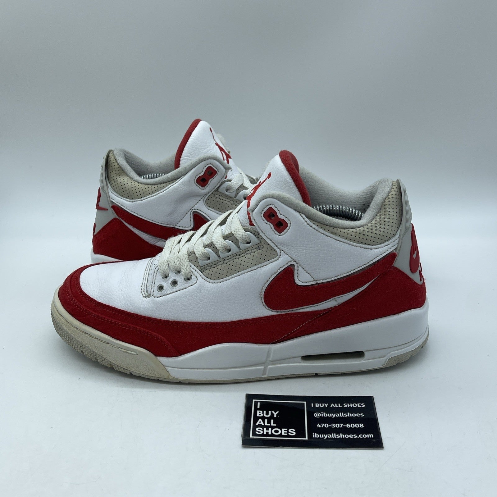 Size 10 - Jordan 3 Retro Tinker Air Max 1 2019 Red White Suede (CJ0939-100)