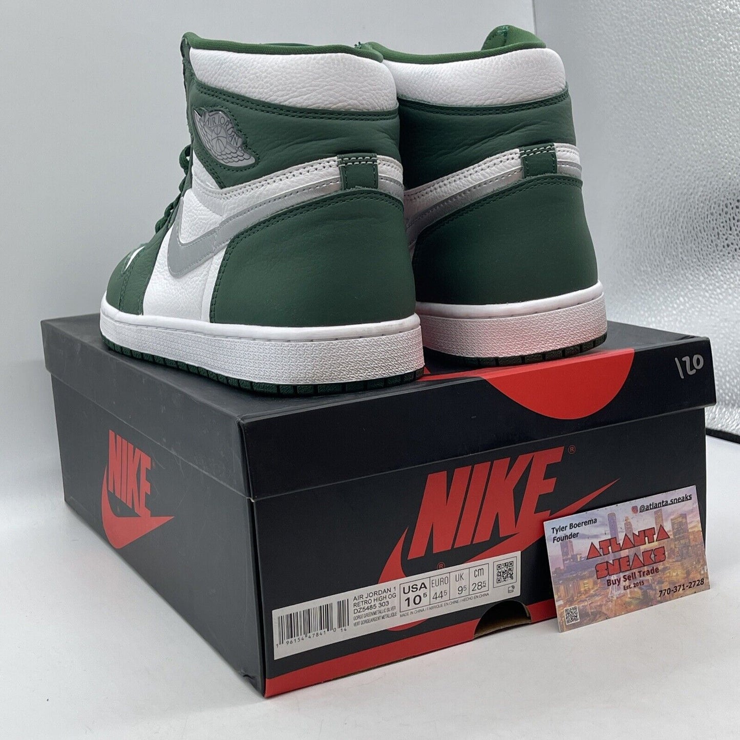 Size 10.5 - Jordan 1 Retro OG High Gorge Green White Silver Leather (DZ5485-303)