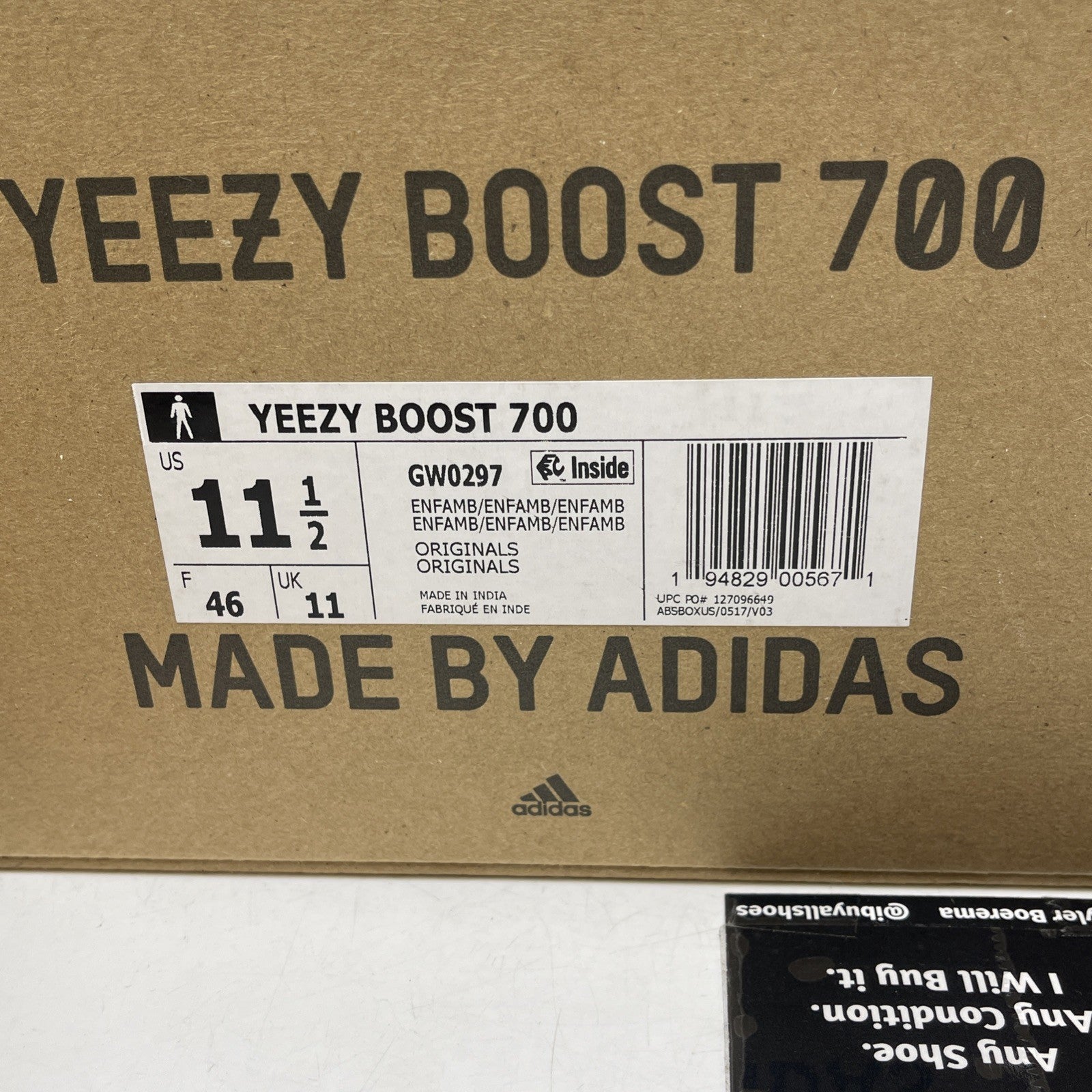 Size 11.5 - adidas Yeezy Boost 700 Enflame Amber Brown Suede Leather (GW0297)