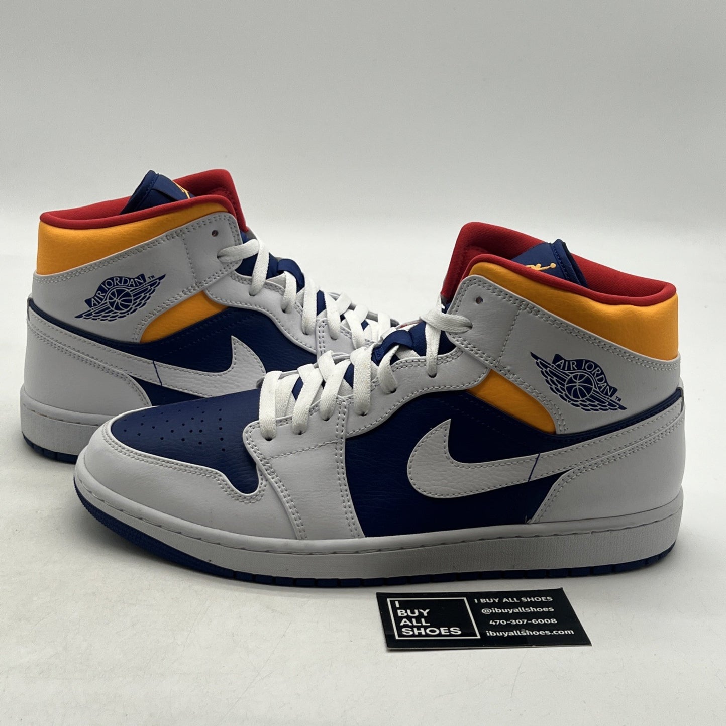 Size 11.5 - Air Jordan 1 Mid White Deep Royal Blue (554724-131)