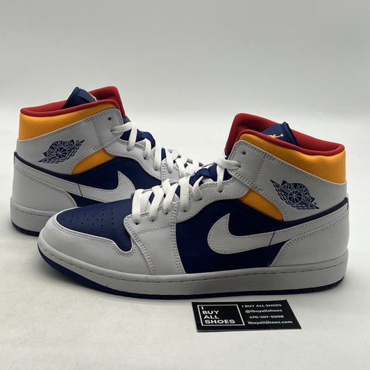 Size 11.5 - Air Jordan 1 Mid White Deep Royal Blue (554724-131)