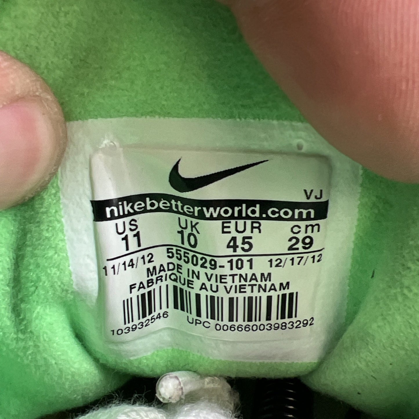 Size 11 - Nike Lunar Blazer White Poison Green (555029-101)