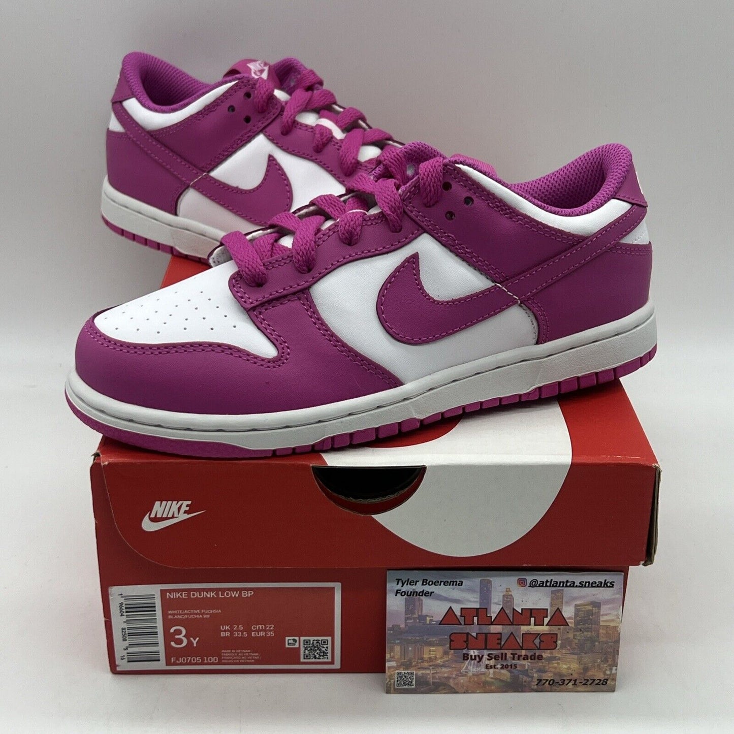 [FJ0705-100] Preschool Nike DUNK LOW 'ACTIVE FUCHSIA (PS)' Size 3Y Brand New DS