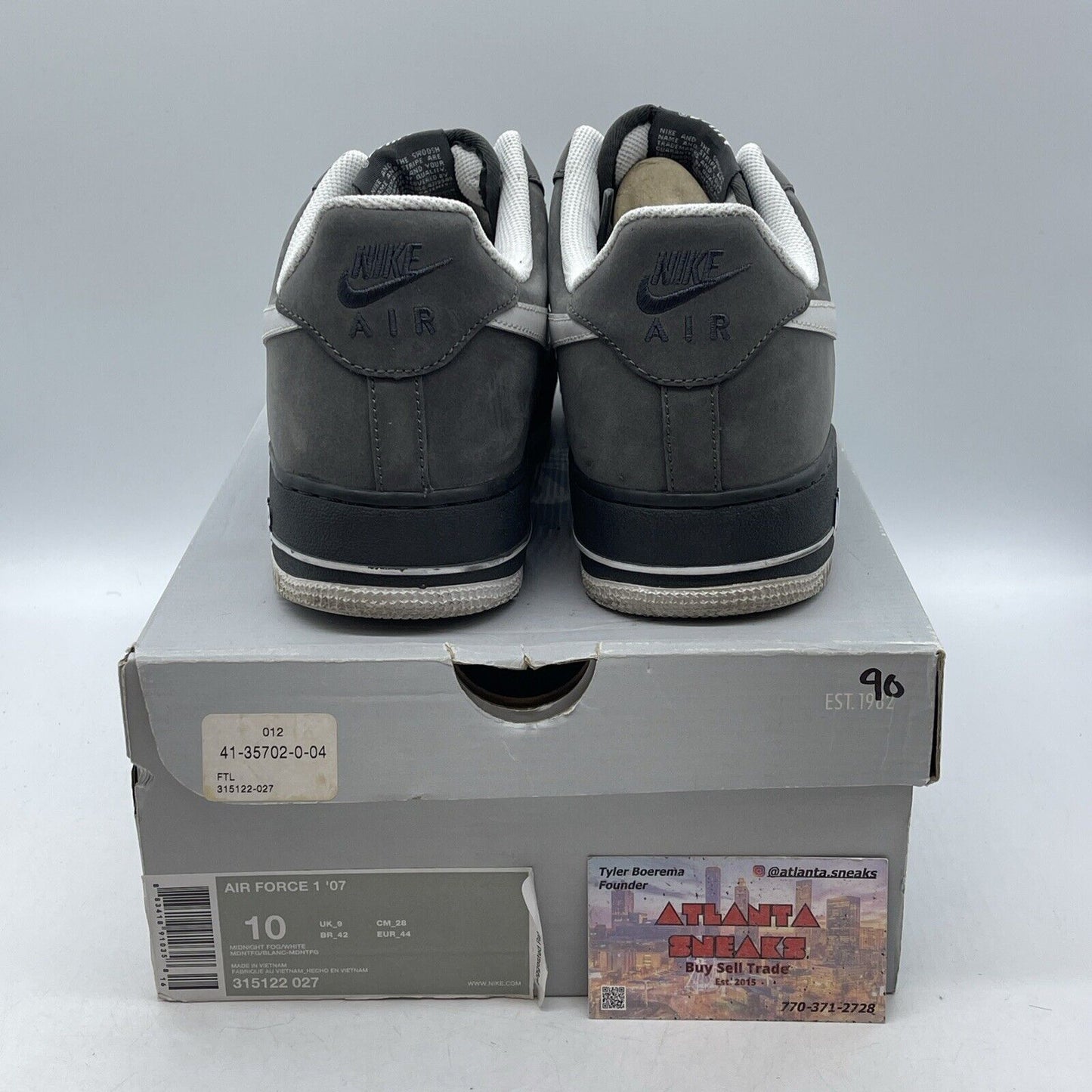 Size 10 - Nike Air Force 1 '07 Midnight Fog Grey Suede Leather (315122-027)