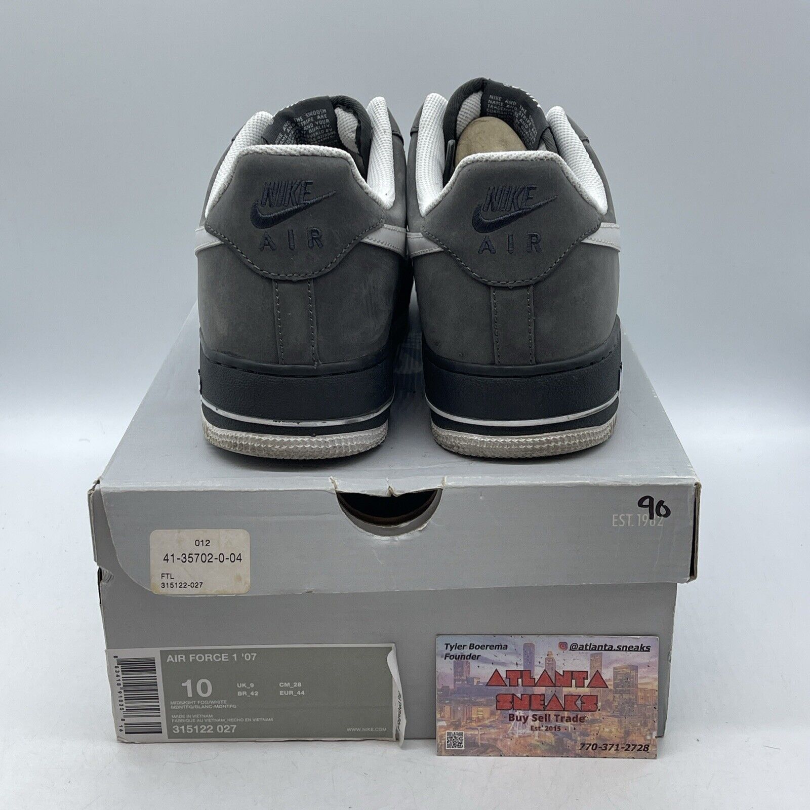 Size 10 - Nike Air Force 1 '07 Midnight Fog Grey Suede Leather (315122-027)