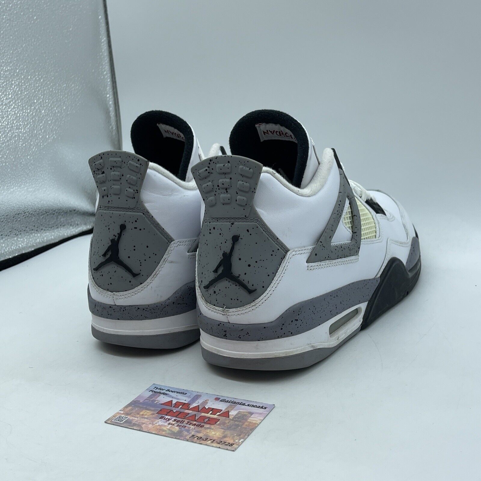 Size 12 - Jordan 4 Retro Cement Grey Black White Leather (308497-103)