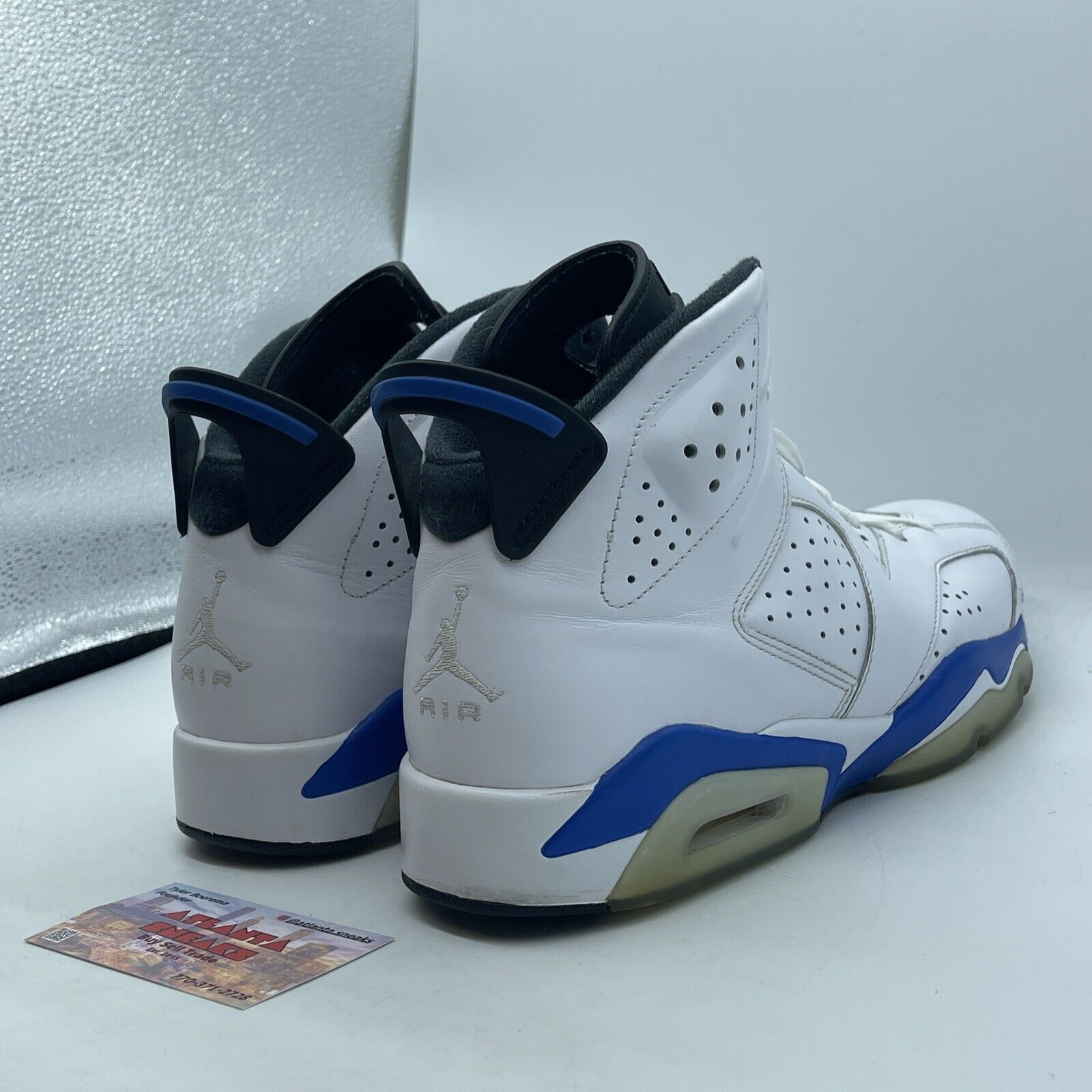 Size 9.5 - Air Jordan 6 Retro 2014 Sport Blue Black White (384664-107)