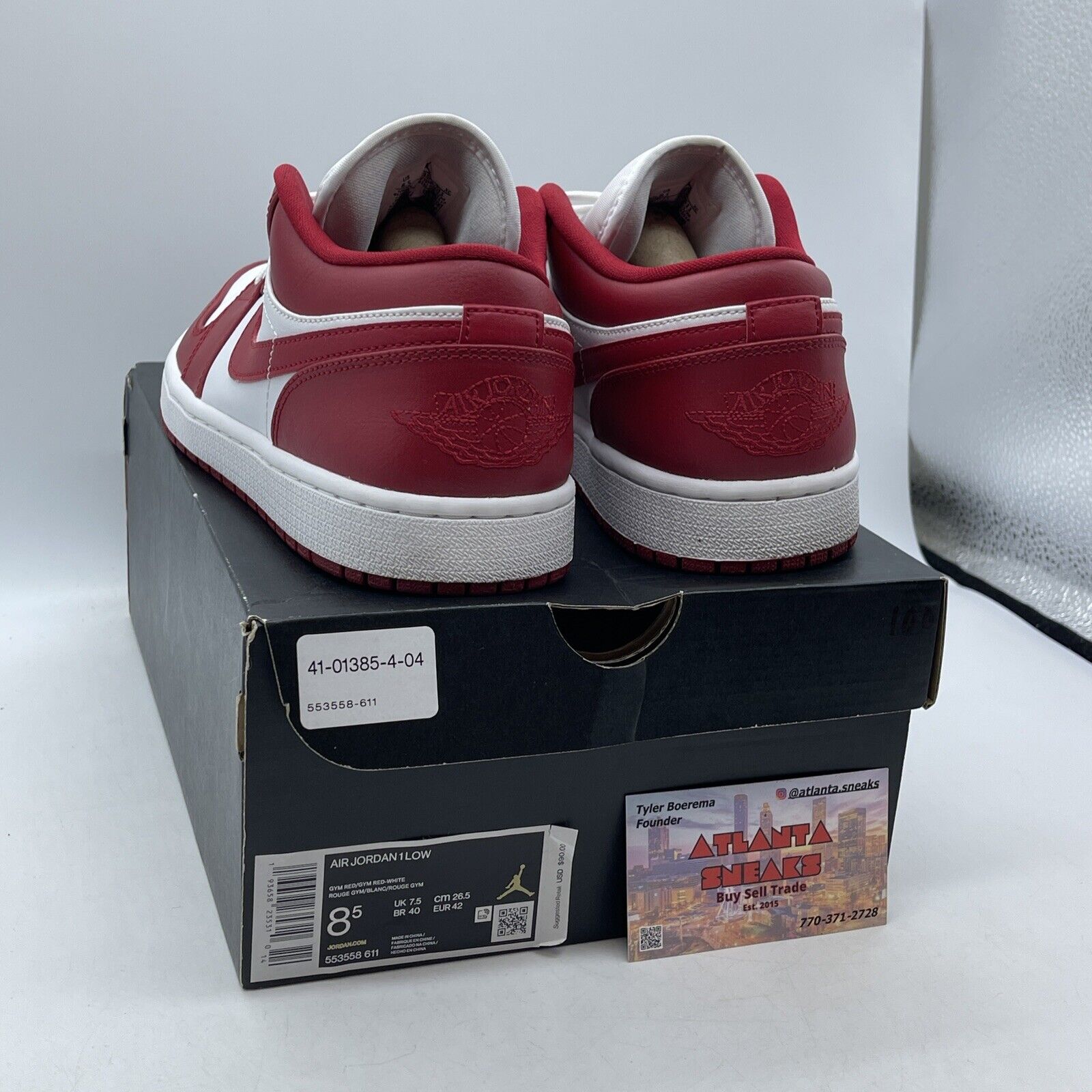 Size 8.5 - Air Jordan 1 Low Gym Red White Leather (553558-611)