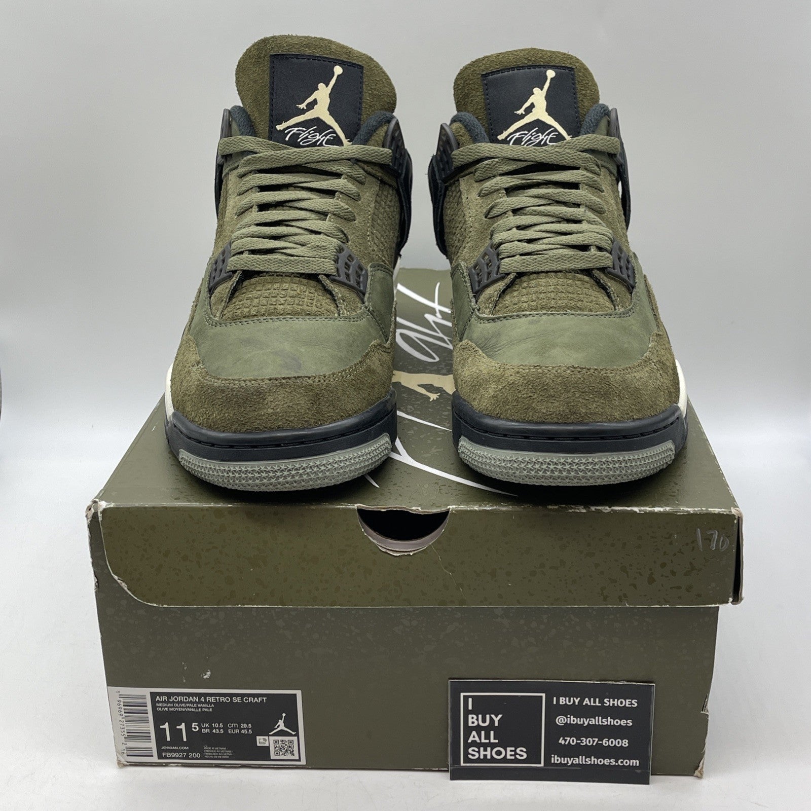 Size 11.5 - Jordan 4 SE Retro Low Craft - Olive Black Suede (FB9927-200)