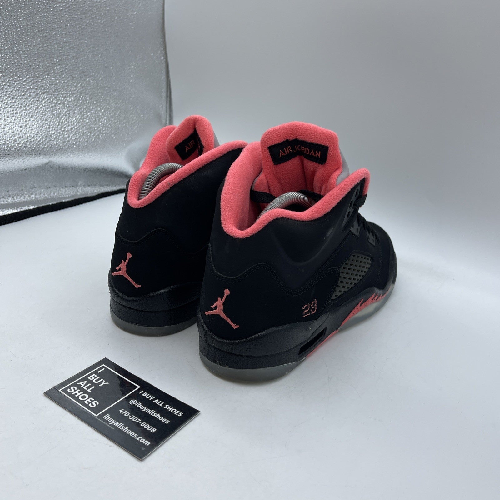 Size 7Y (GS) - Jordan 5 Retro Mid Black Pink Suede (440892-001)