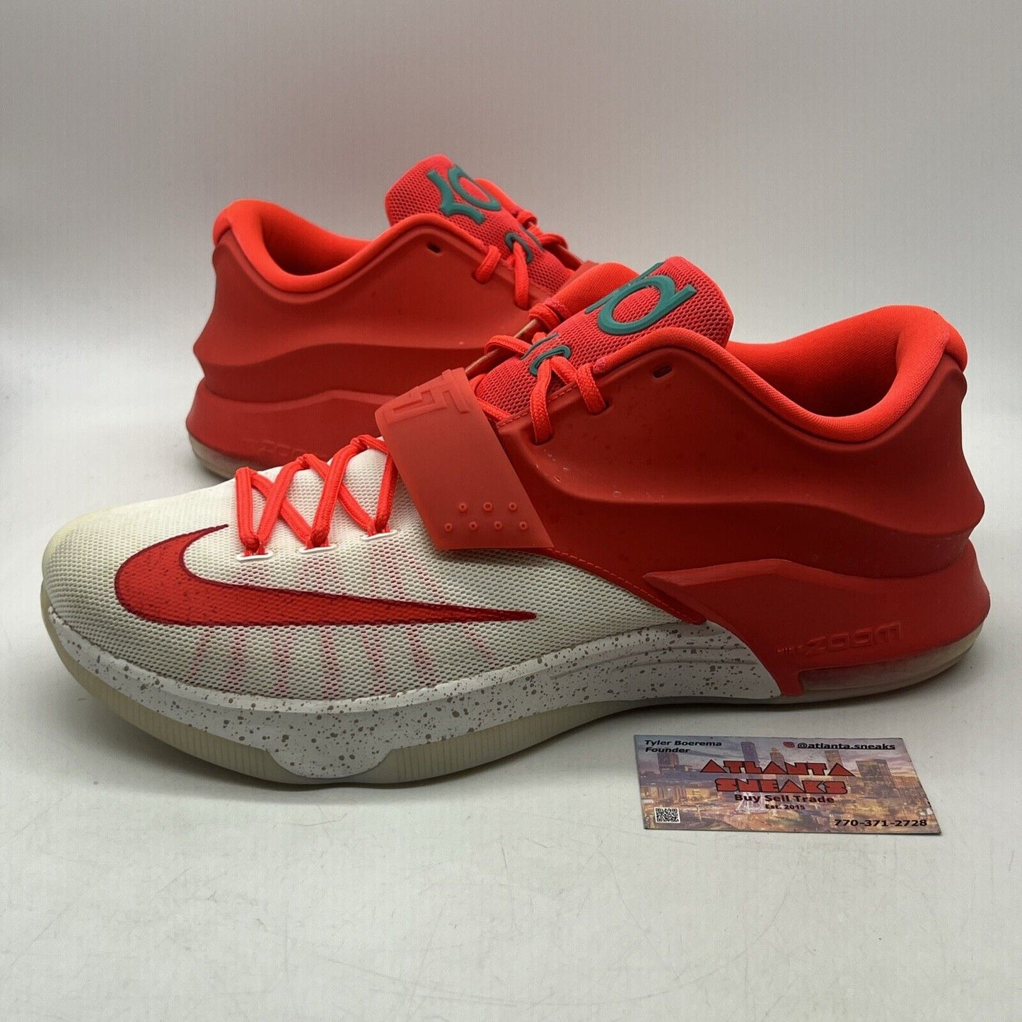 Size 14 - Nike KD 7 Xmas Egg Nog Crimson White (707560-613)