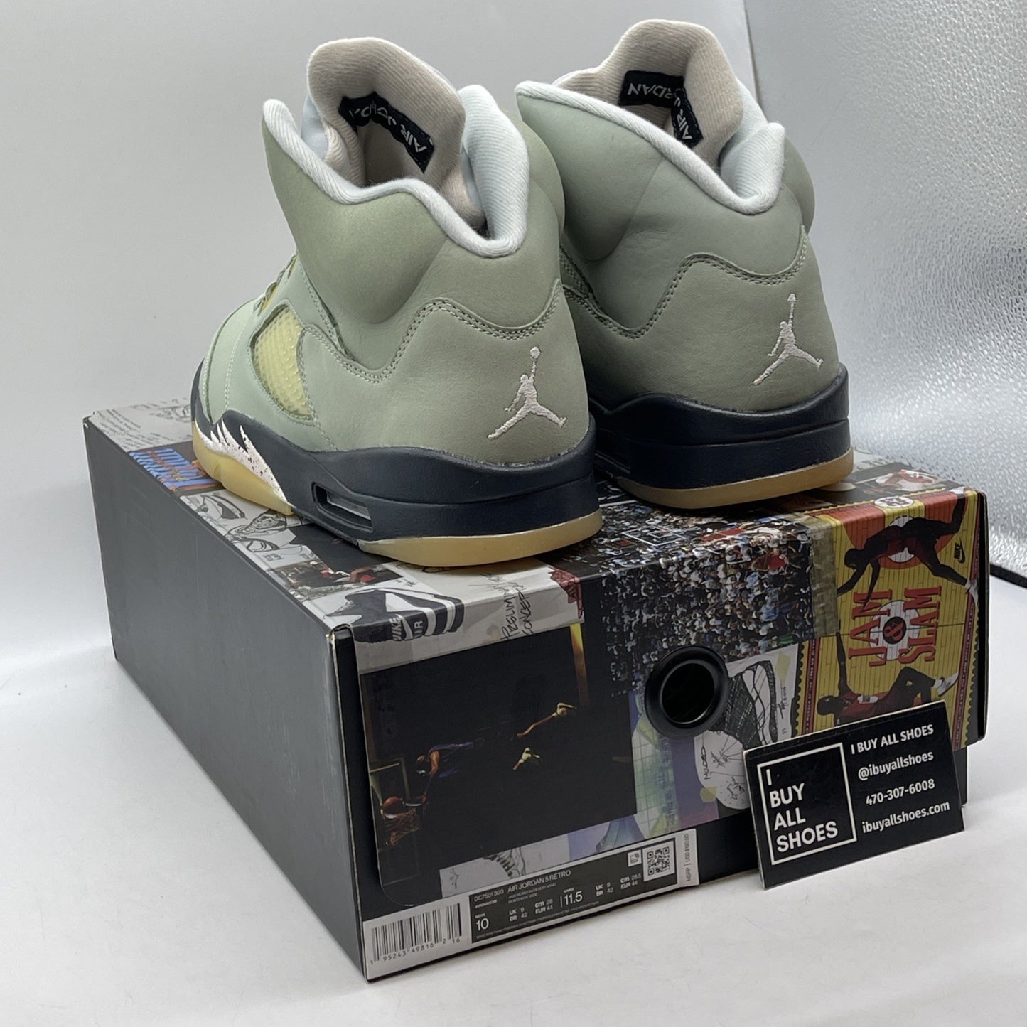 Size 10 - Jordan 5 JADE HORIZON 2022 Green Silver Leather (DC7501-300)