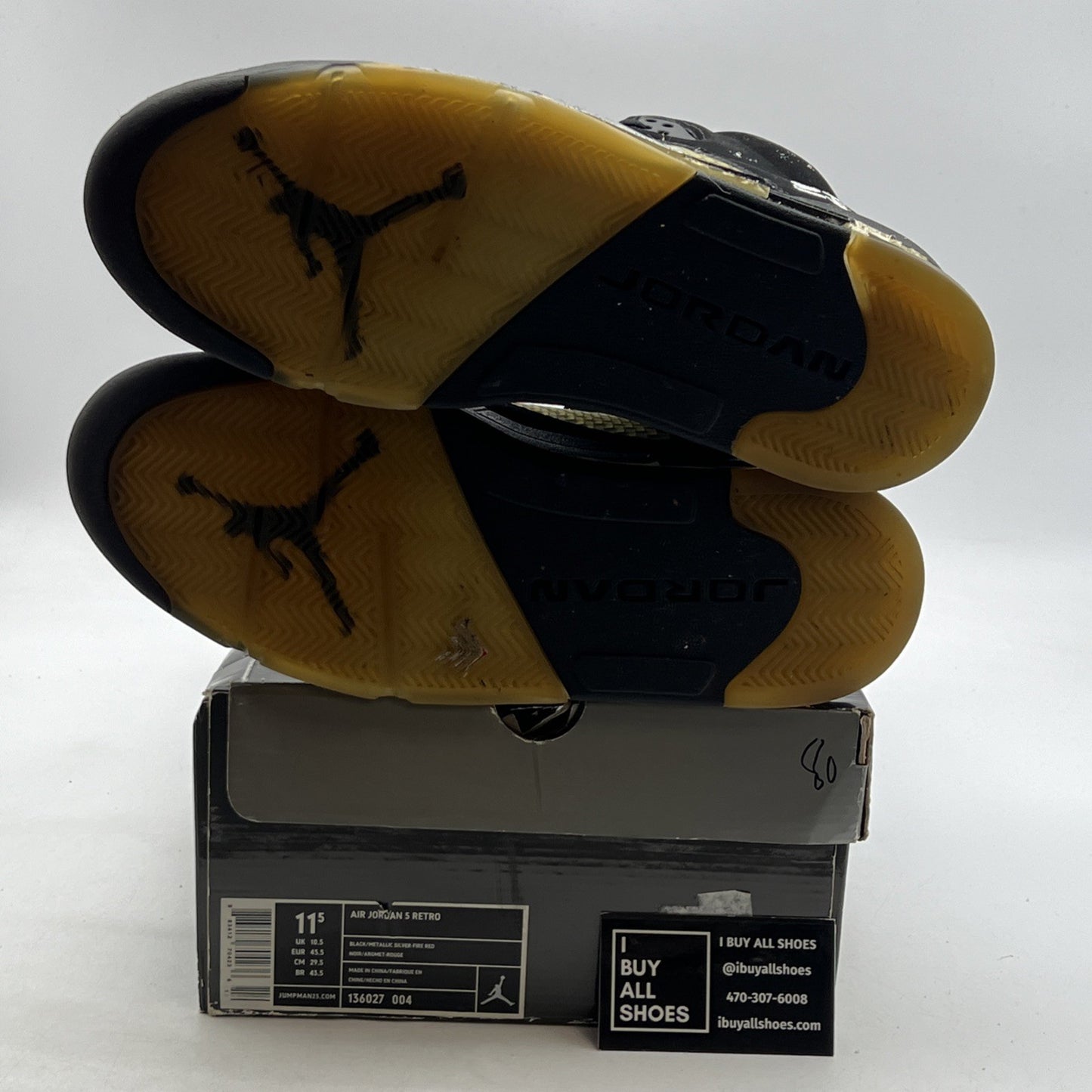 Size 11.5 - Air Jordan 5 Retro 2007 Black Metallic (136027-004)