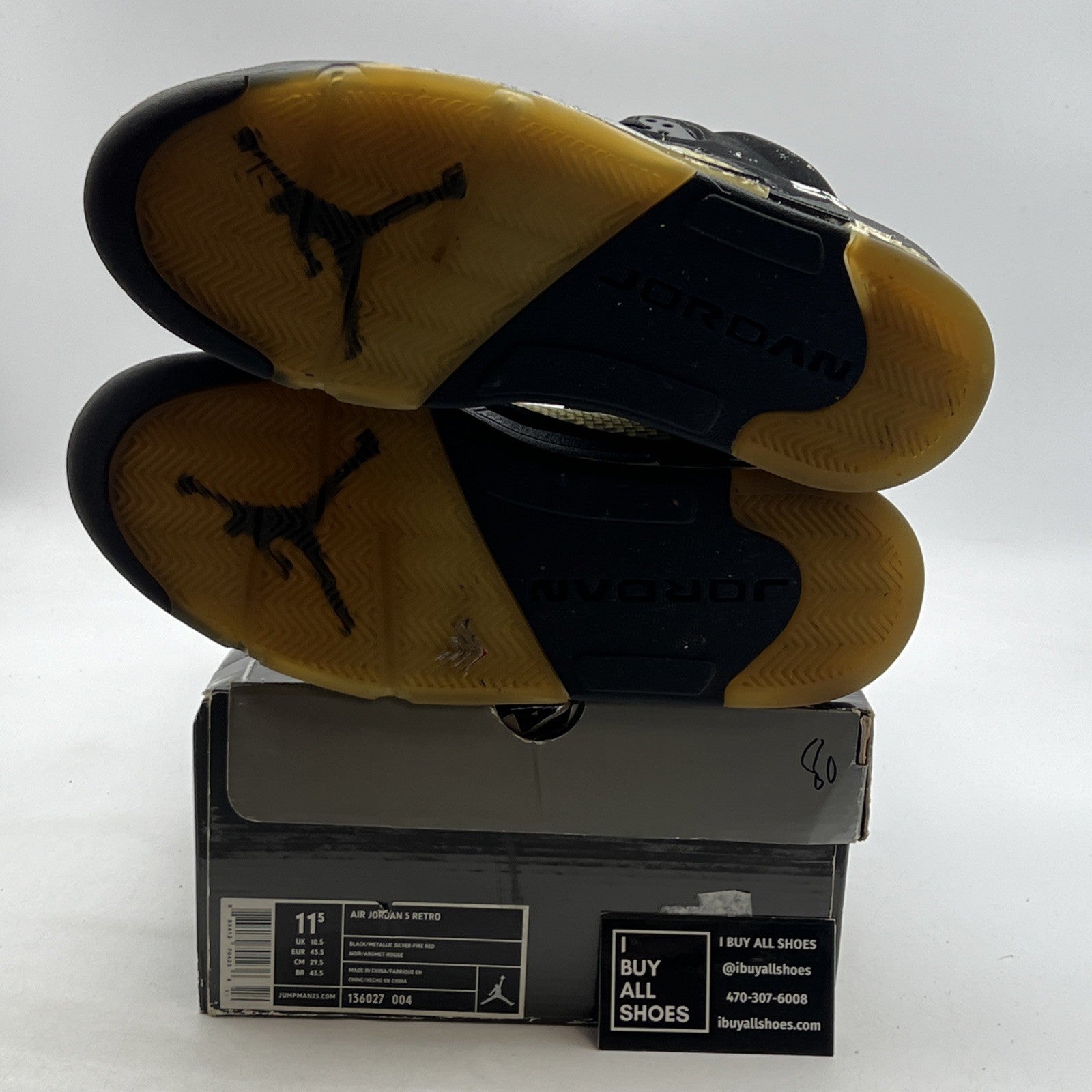 Size 11.5 - Air Jordan 5 Retro 2007 Black Metallic (136027-004)