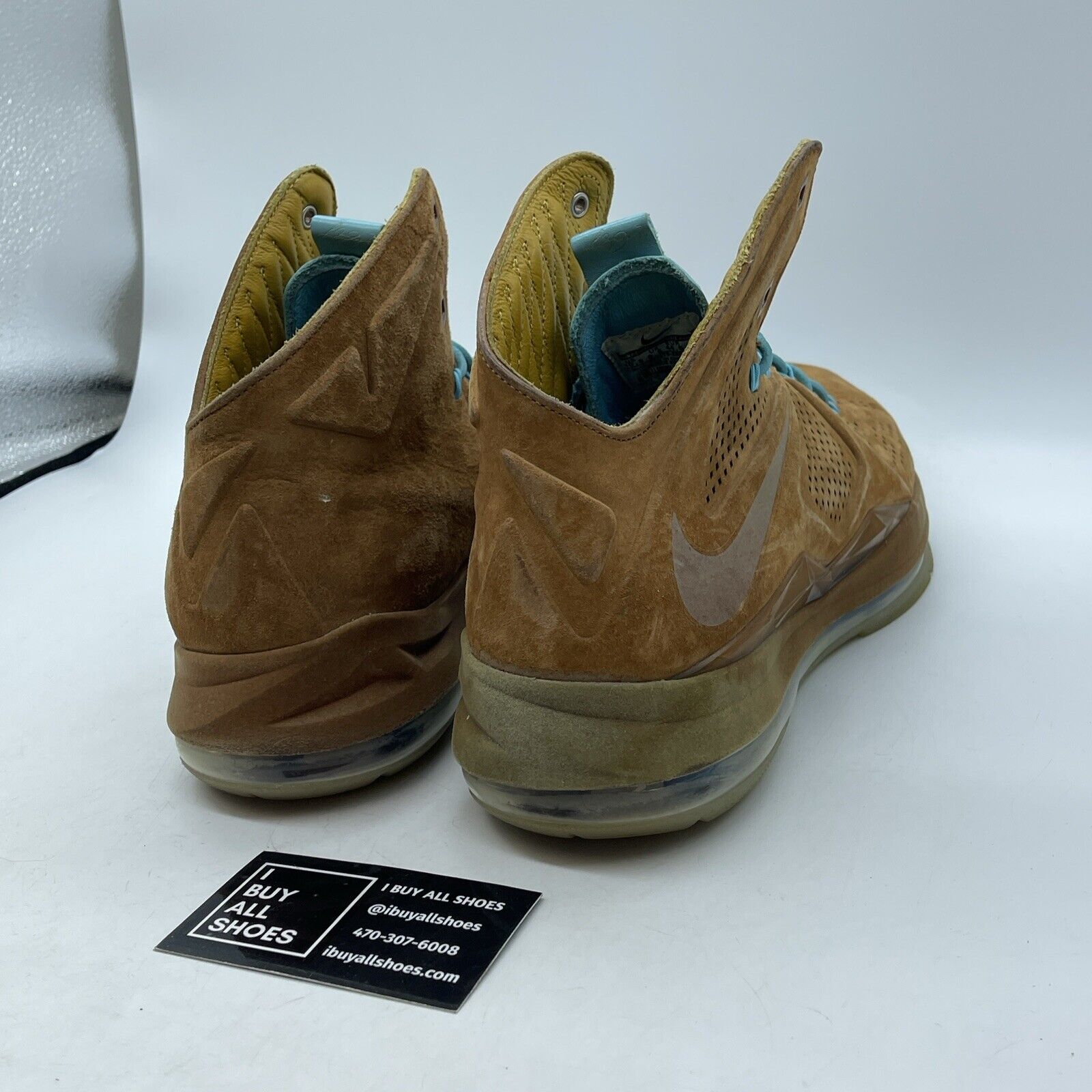 Size 10.5 - Nike LeBron 10 EXT QS Hazelnut Brown Blue Suede. (607078-200)