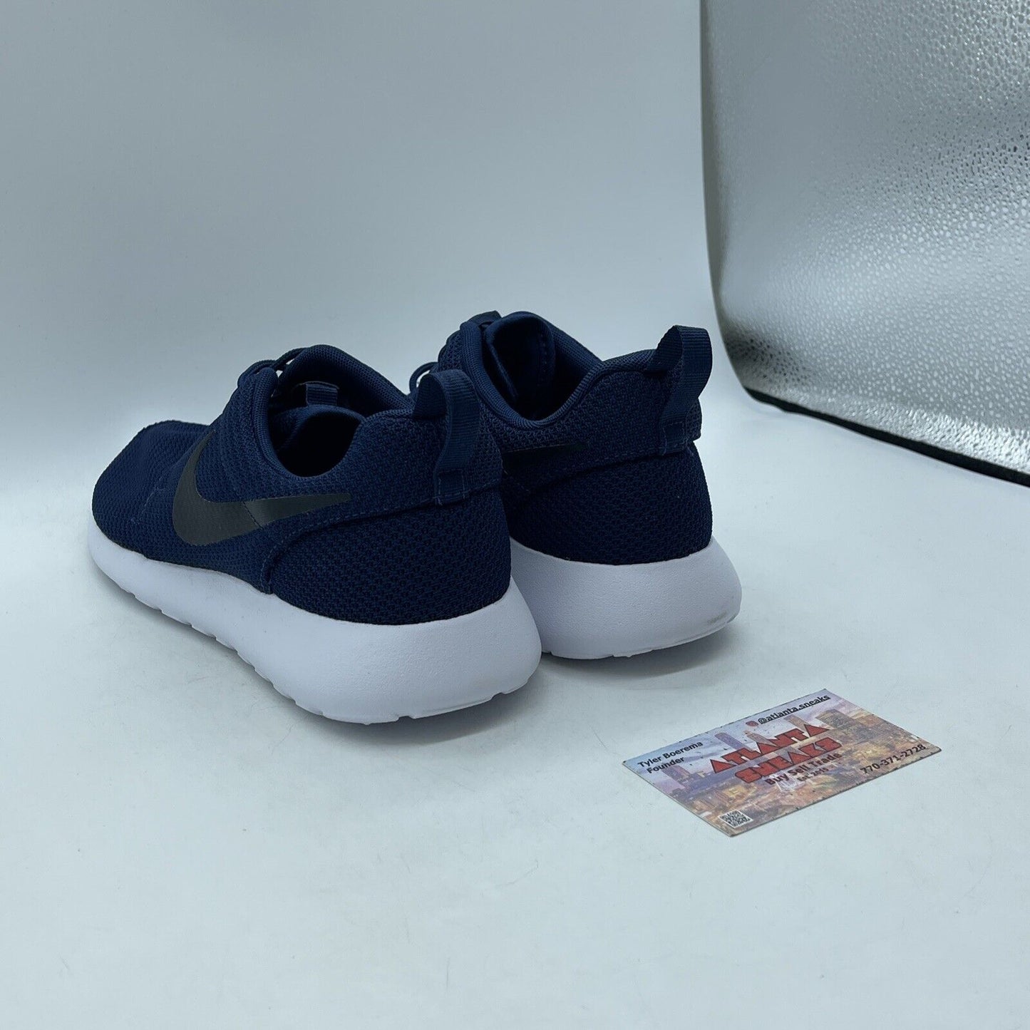 Size 9 - Nike Roshe Run Midnight Navy Black White Suede (511881-405)