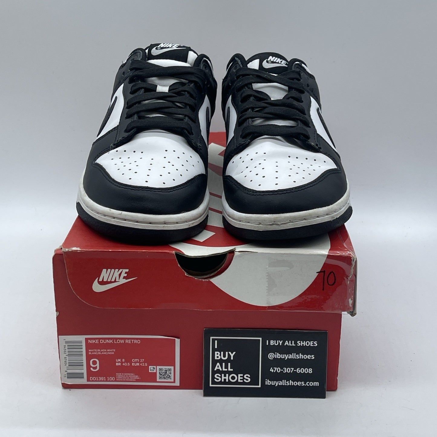 Size 9 - Nike Dunk Low Black White Leather (DD1391-100)