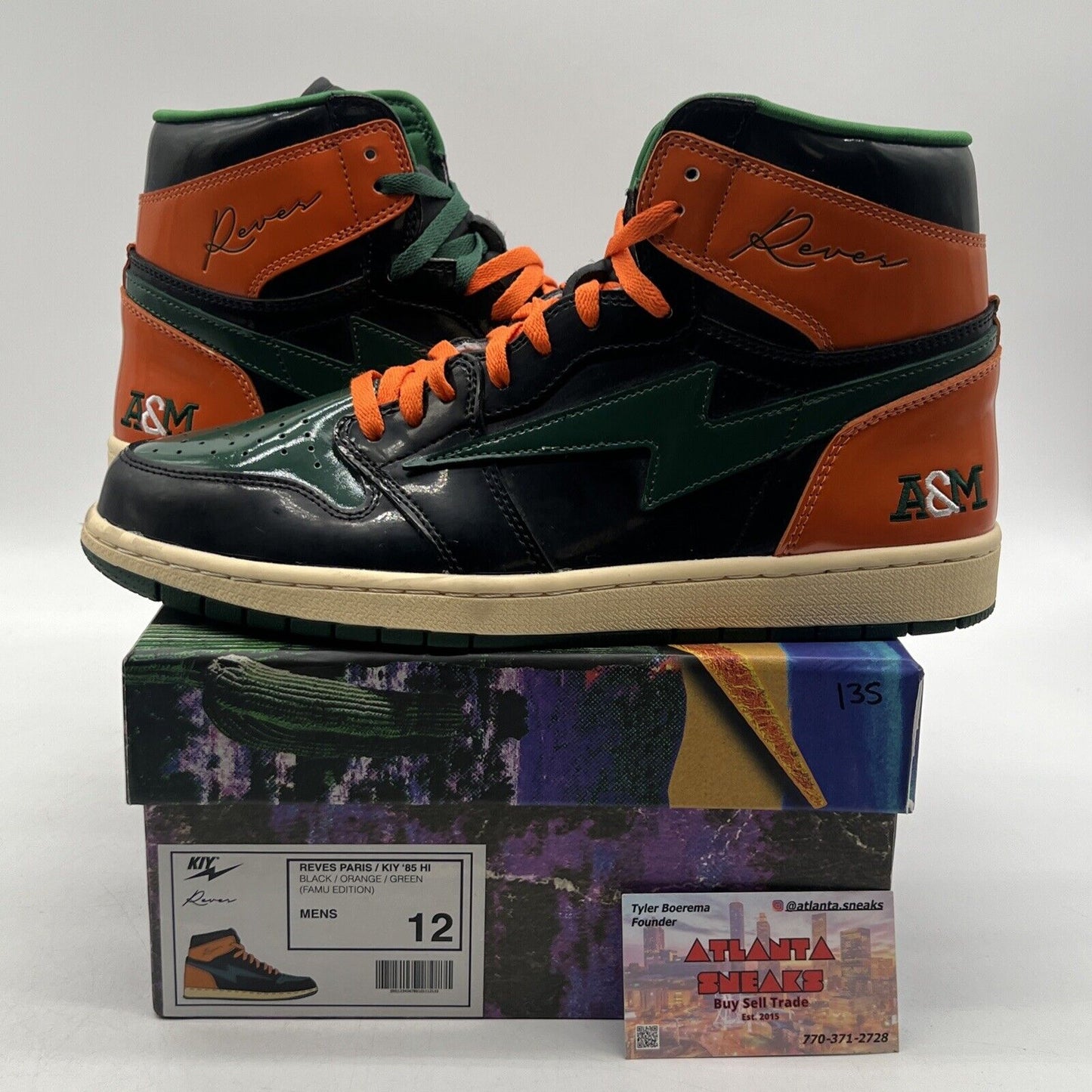 Size 12-Reves Paris x Air Kiy ‘85 Hi FAMU EDITION BRAND NEW Deadstock BLK/GRN/OR