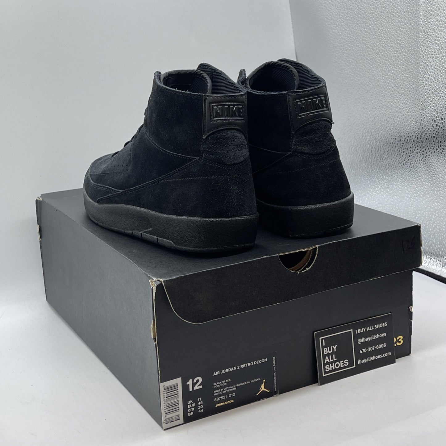 Size 12 - Air Jordan 2 Retro Deconstructed Triple Black Suede (897521-010)