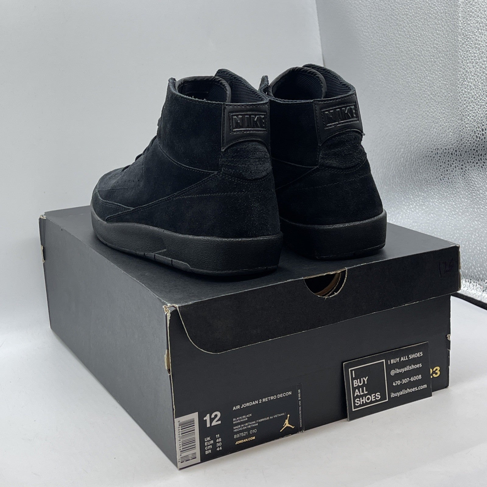 Size 12 - Air Jordan 2 Retro Deconstructed Triple Black Suede (897521-010)