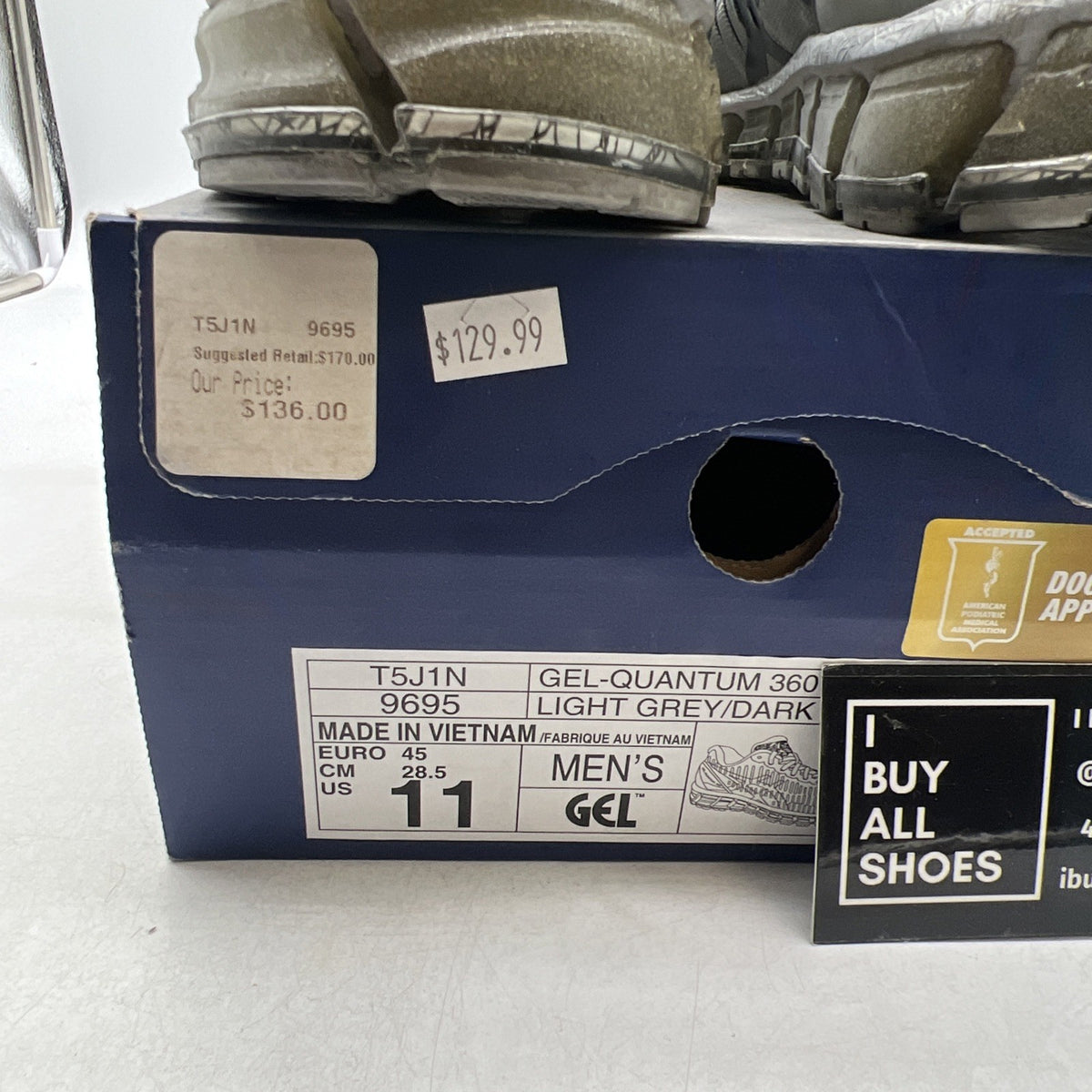 Size 11 - ASICS GEL-Quantum 360 Low Gray (T5J1N-9595)