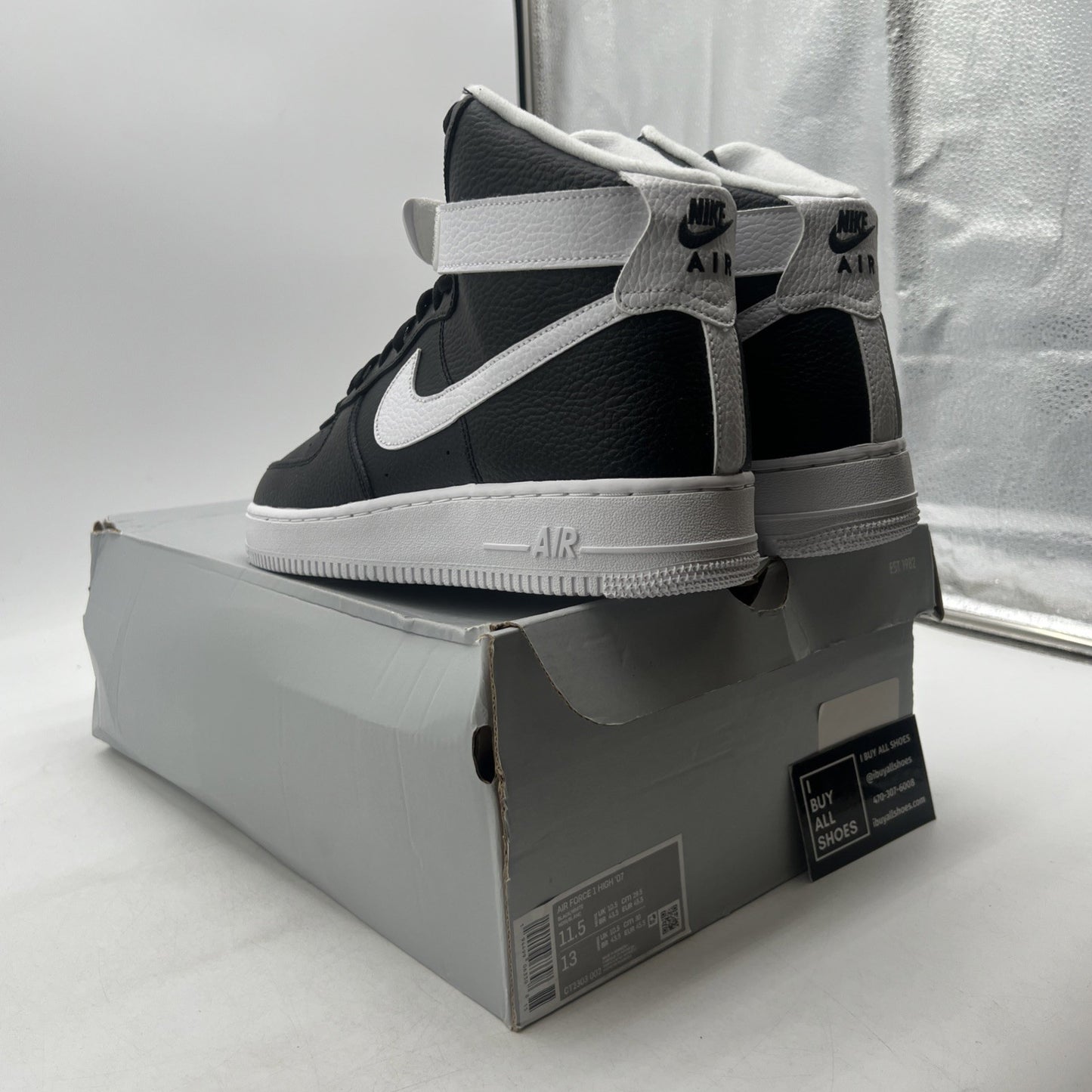 Size 11.5 - Nike Air Force 1 '07 High Black White (CT2303-002)