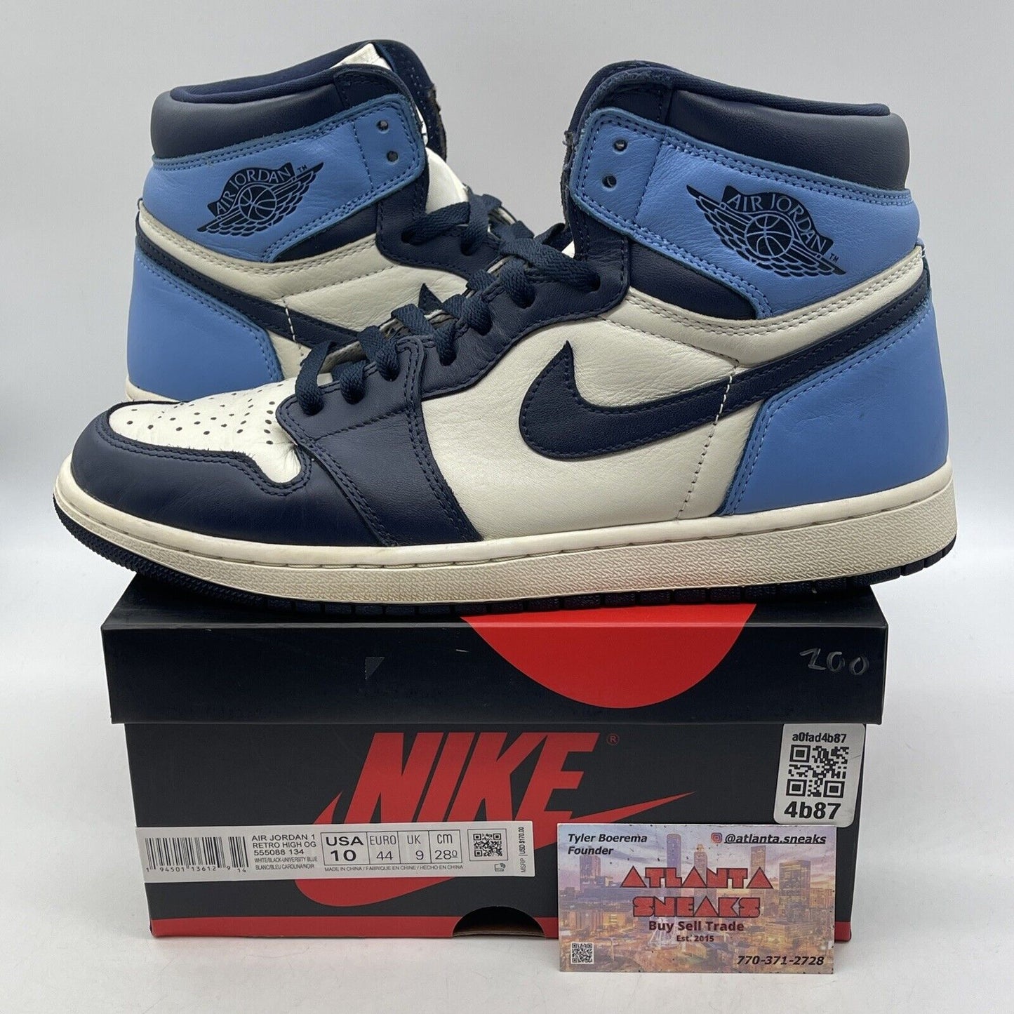 Size 10 - Jordan 1 Retro OG High University Blue White Leather (555088-134)