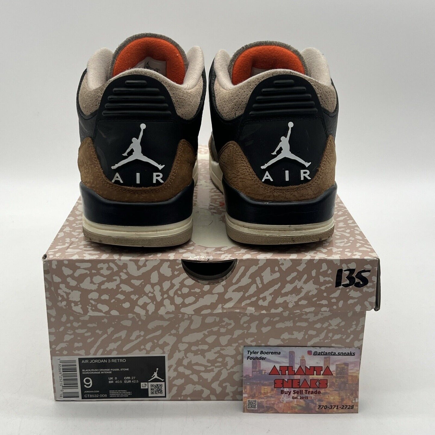 Size 9 - Jordan 3 Retro Mid Desert Elephant Black Brown Leather (CT8532-008)