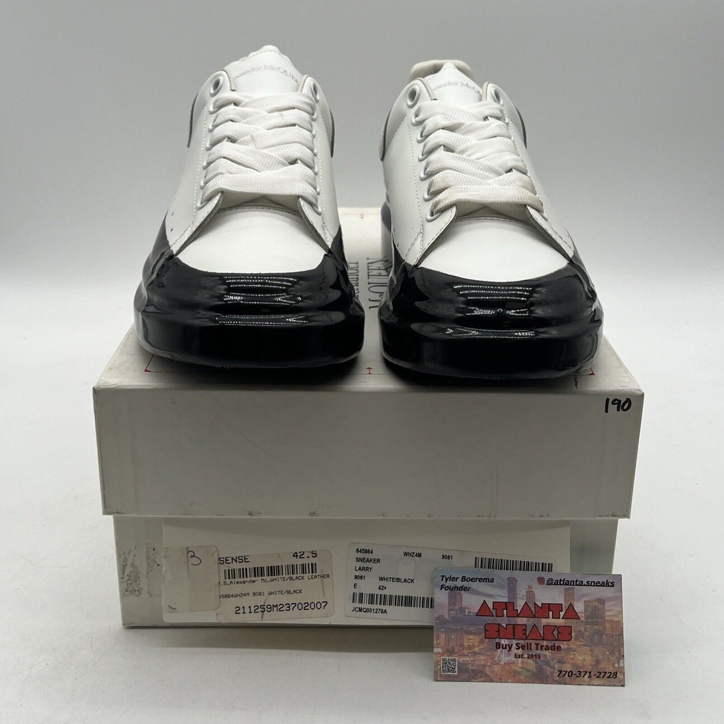 Size 9.5 - Alexander McQueen Oversized Sneaker White Black (645864-WHZ4M-9061)