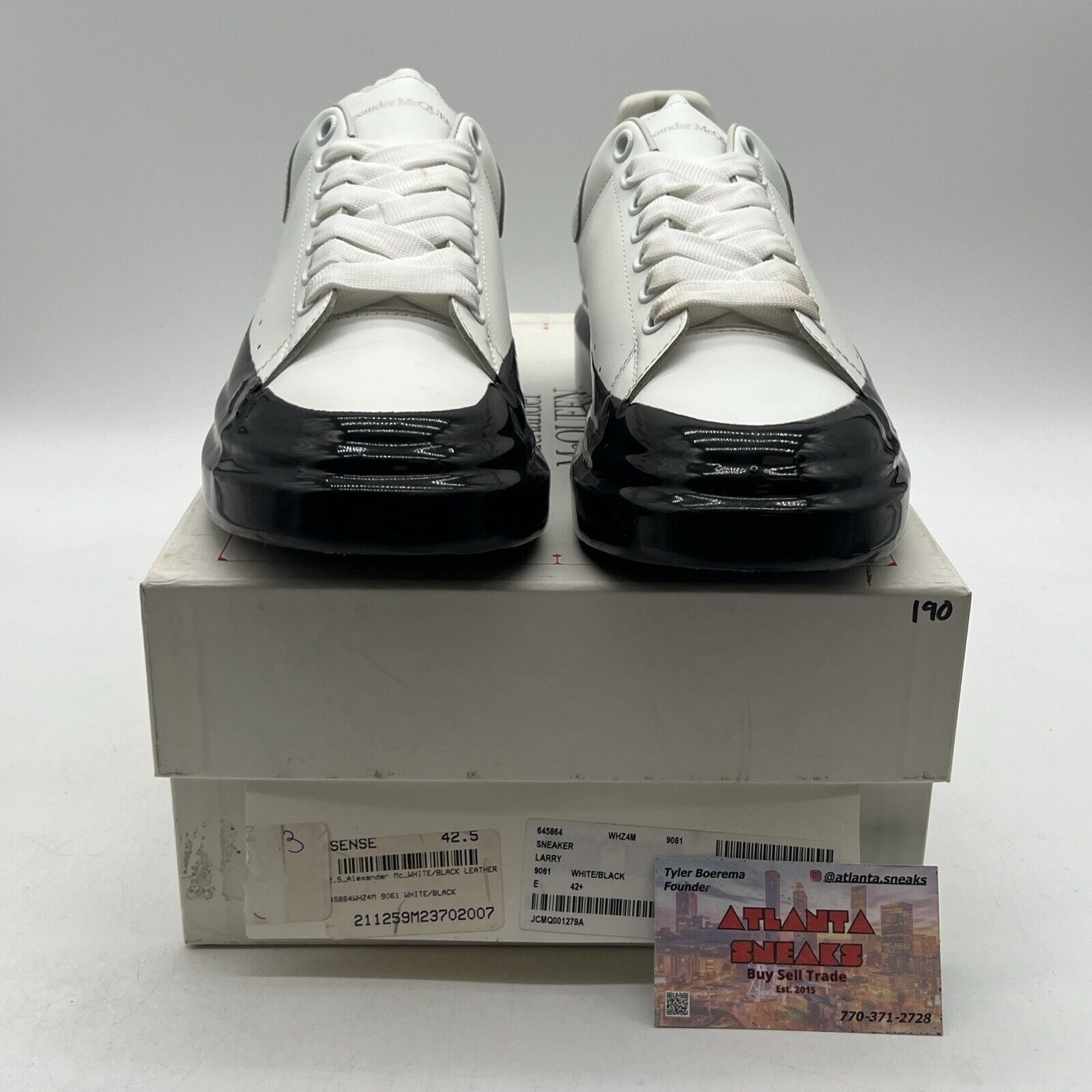 Size 9.5 - Alexander McQueen Oversized Sneaker White Black (645864-WHZ4M-9061)