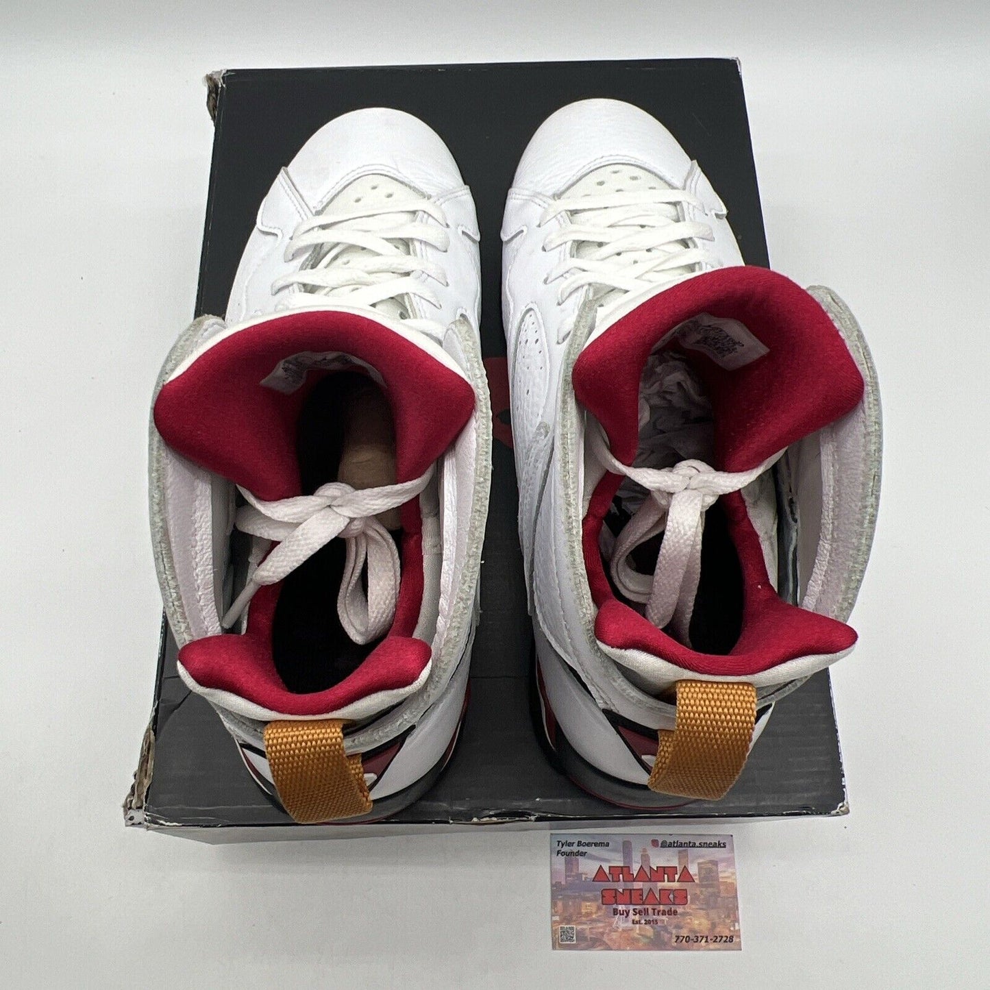 Size 8.5 - Jordan 7 Cardinal 2022 White Red Black Leather (CU9307-106)