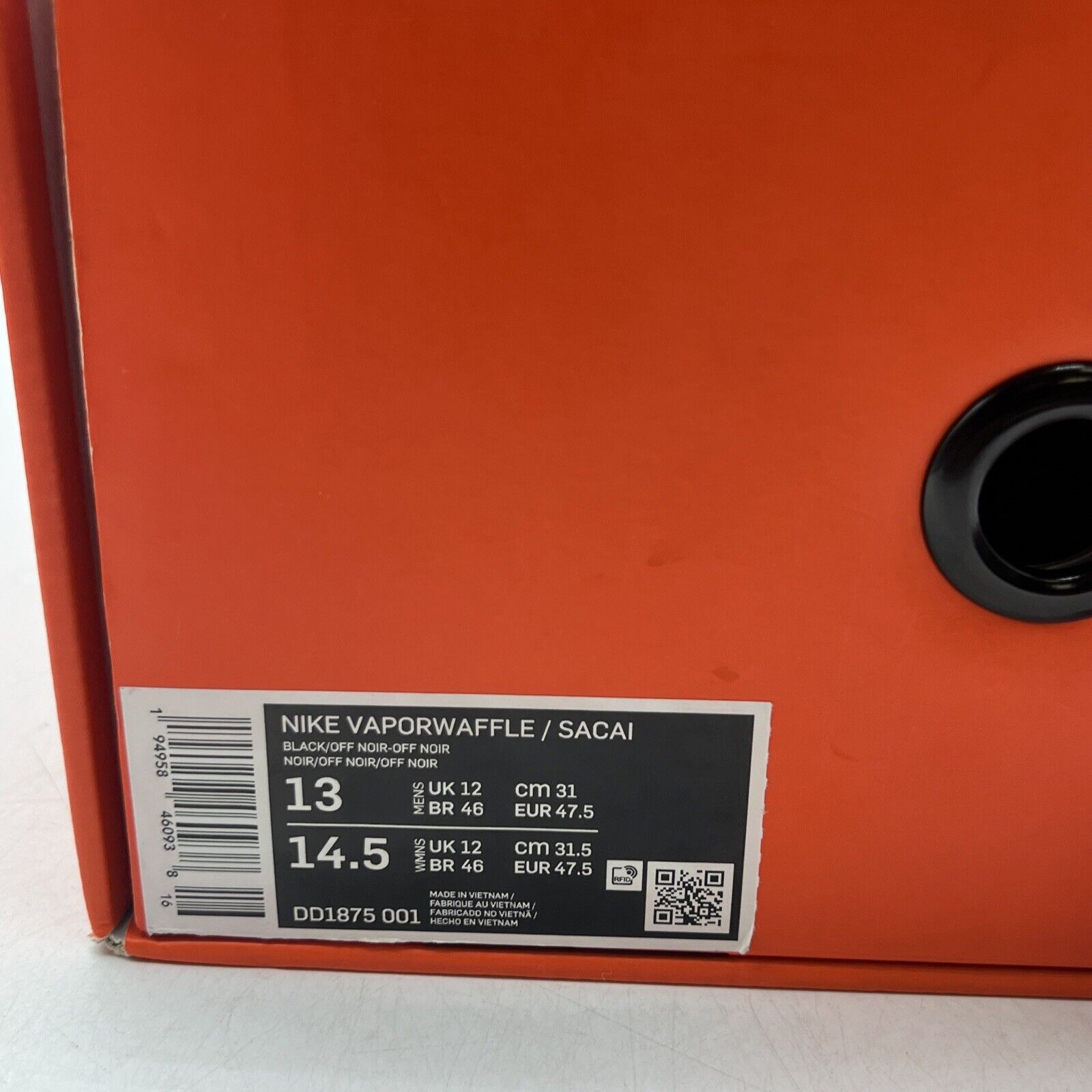 Size 13 - Nike VaporWaffle x Sacai Black Suede Gum (DD1875-001)