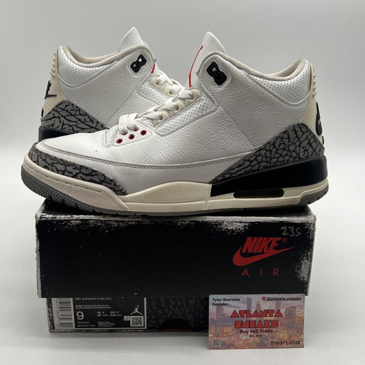 Size 9 - Jordan 3 Retro Mid White Cement Reimagined Leather Red (DN3707-100)