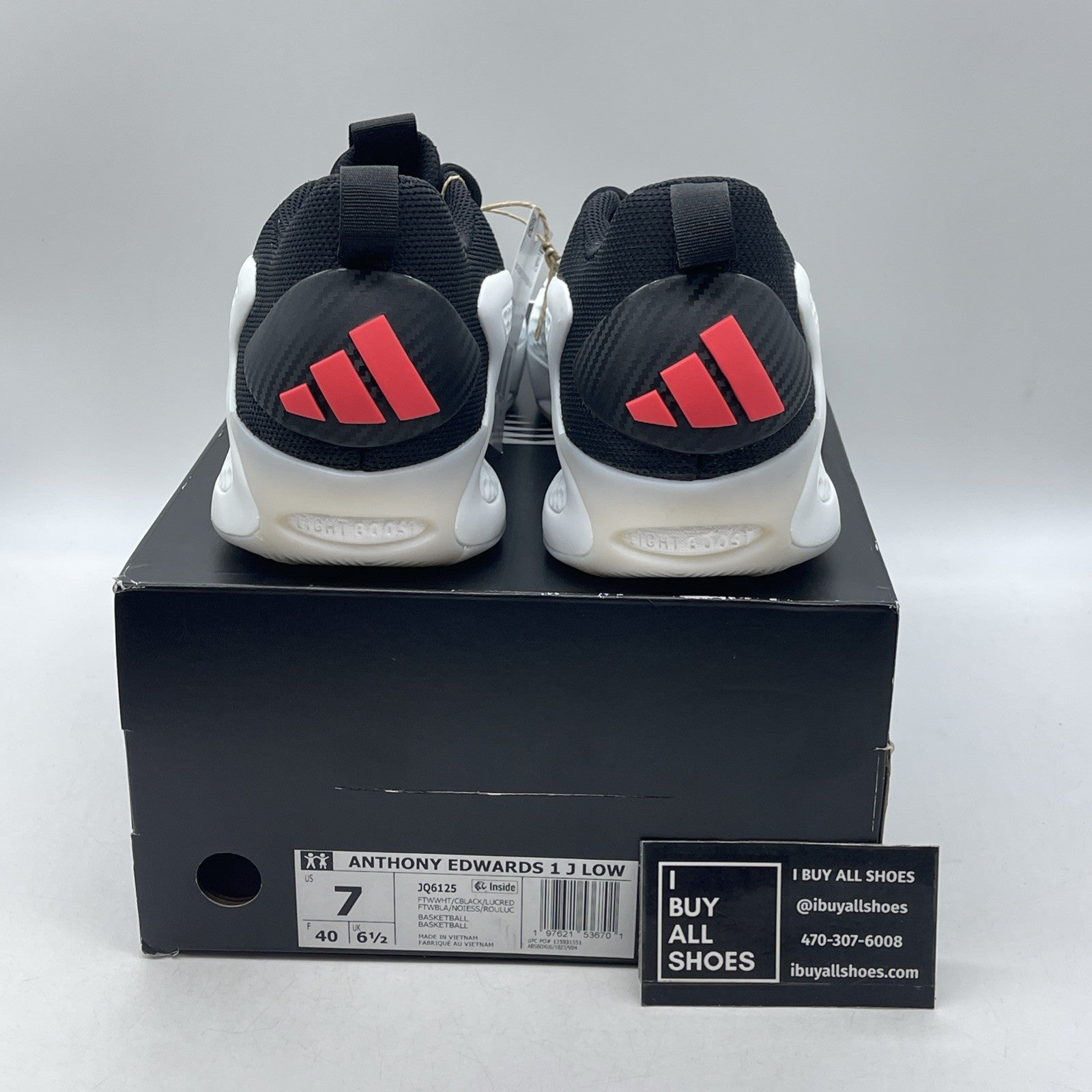 Size 7 - Adidas AE 1 Anthony Edwards LOW White Black Stormtrooper (JQ6140)