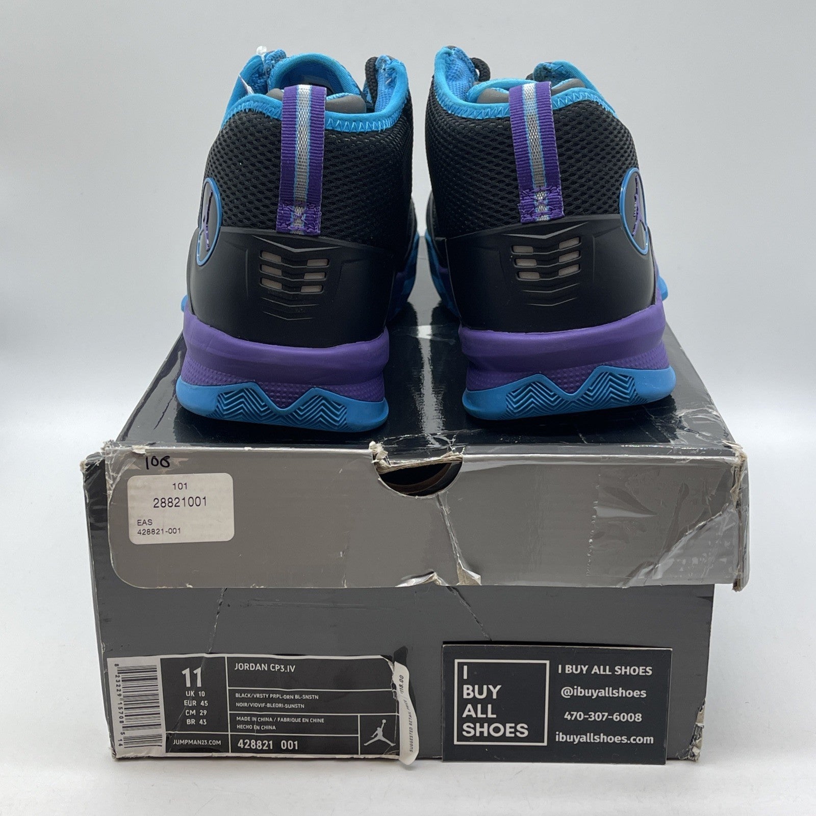 Size 11 - Jordan CP3.IV Black Purple Yellow Leather Suede (428821-001)