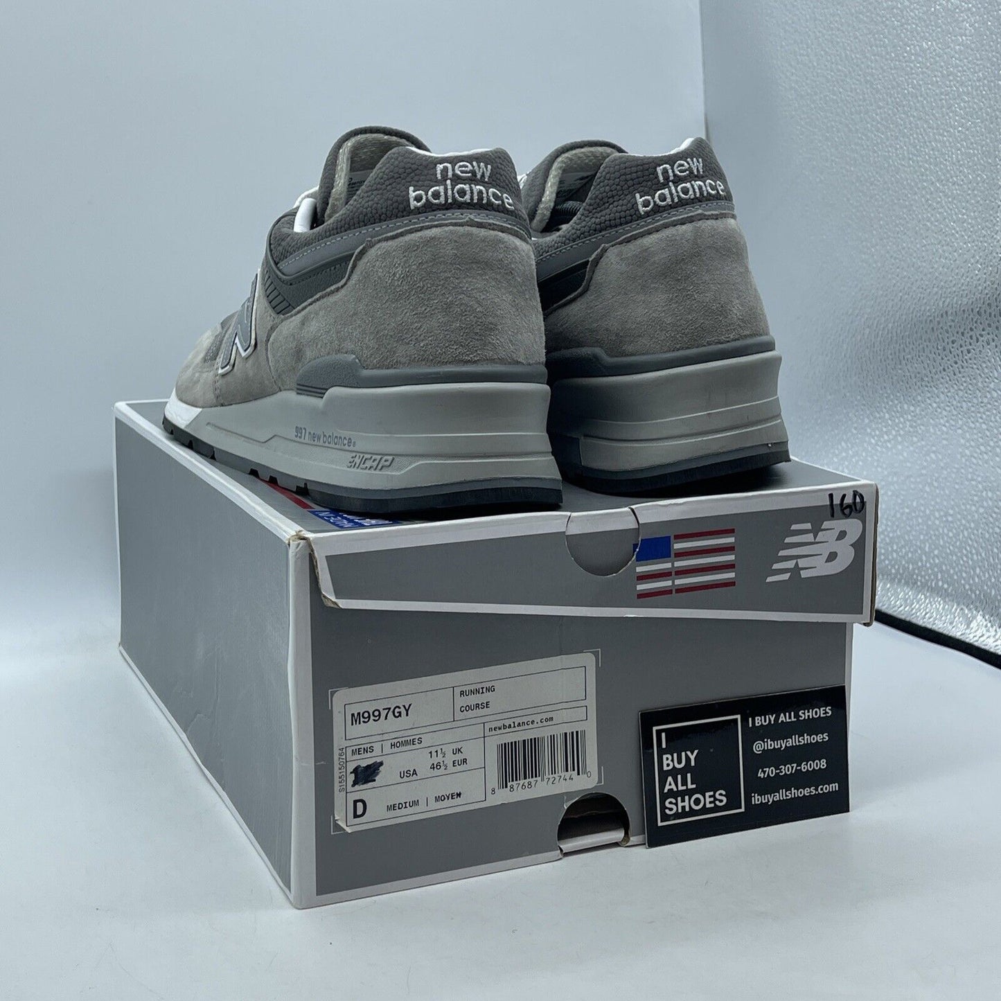 Size 11 - New Balance 997 Made In USA Grey White Suede Leather (M997GY)