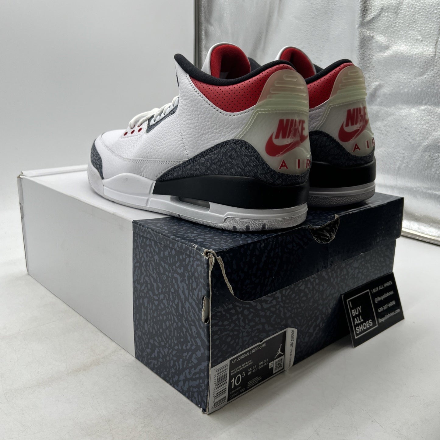 Size 10.5 - Air Jordan 3 Retro Denim SE Fire Red 2020 (CZ6431-100)