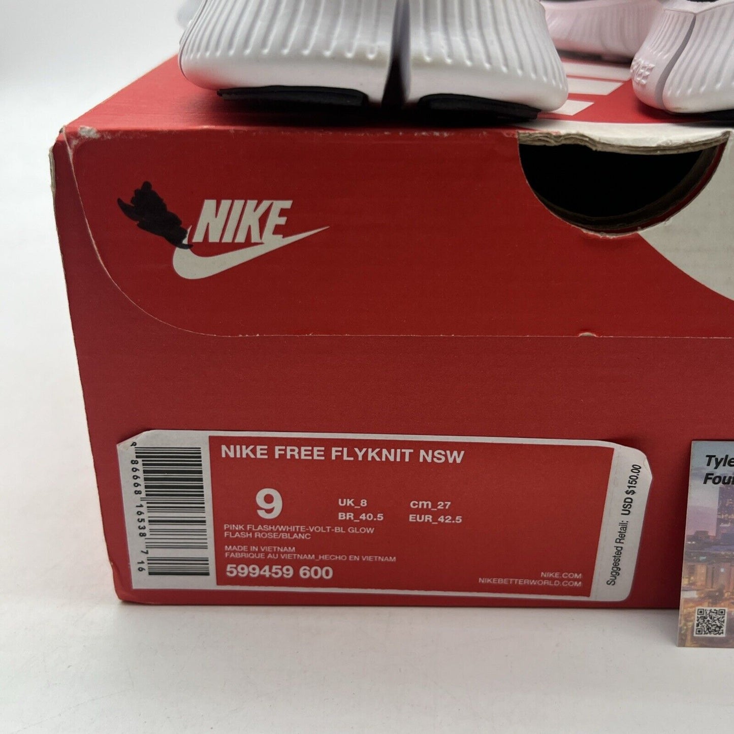 Size 9 - Nike Free Flyknit NSW Pink Flash (599459-600)